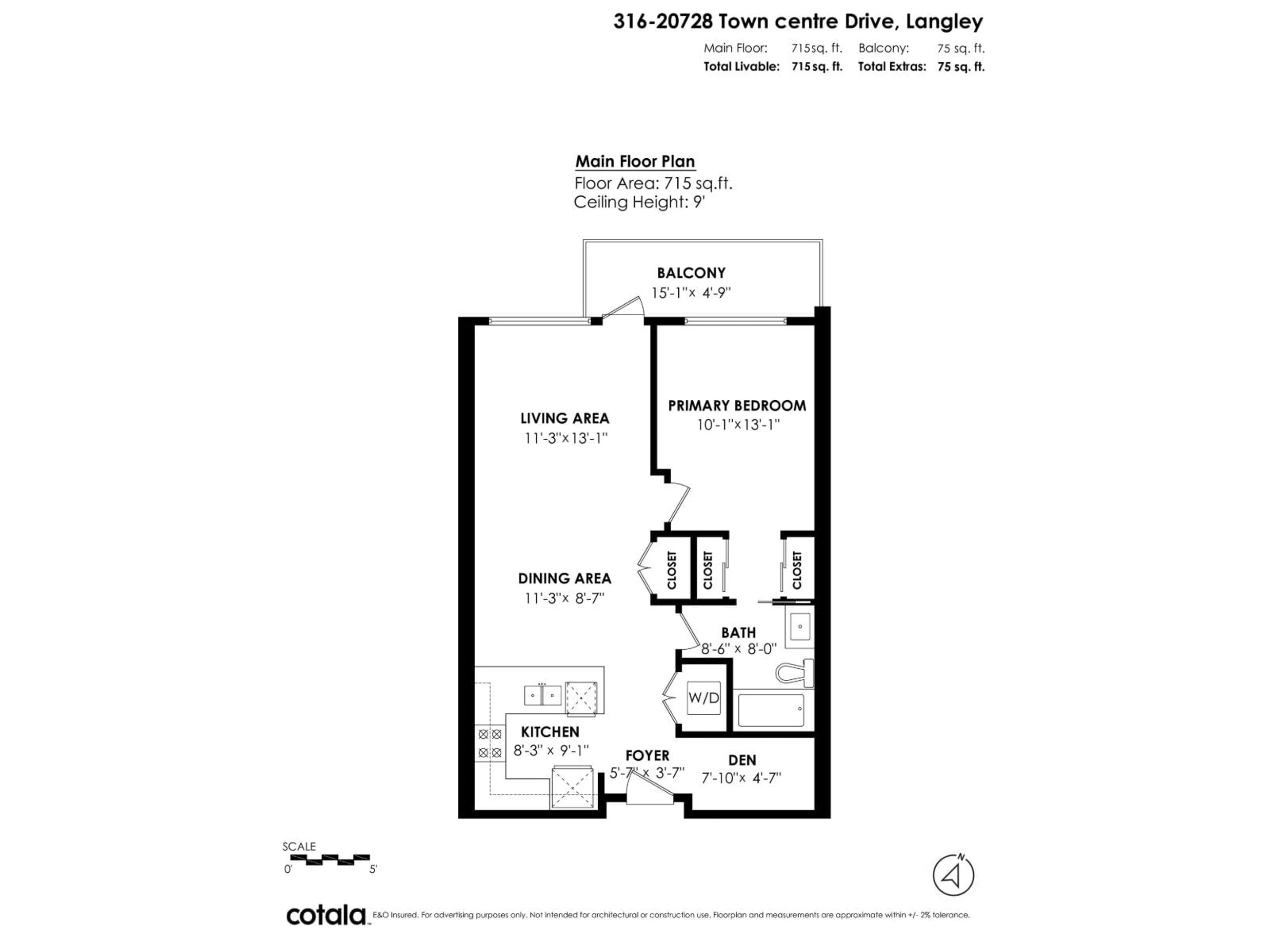 Floor plan for 316 - 20728 WILLOUGHBY TOWN CENTRE DRIVE, Langley British Columbia V2Y0P3