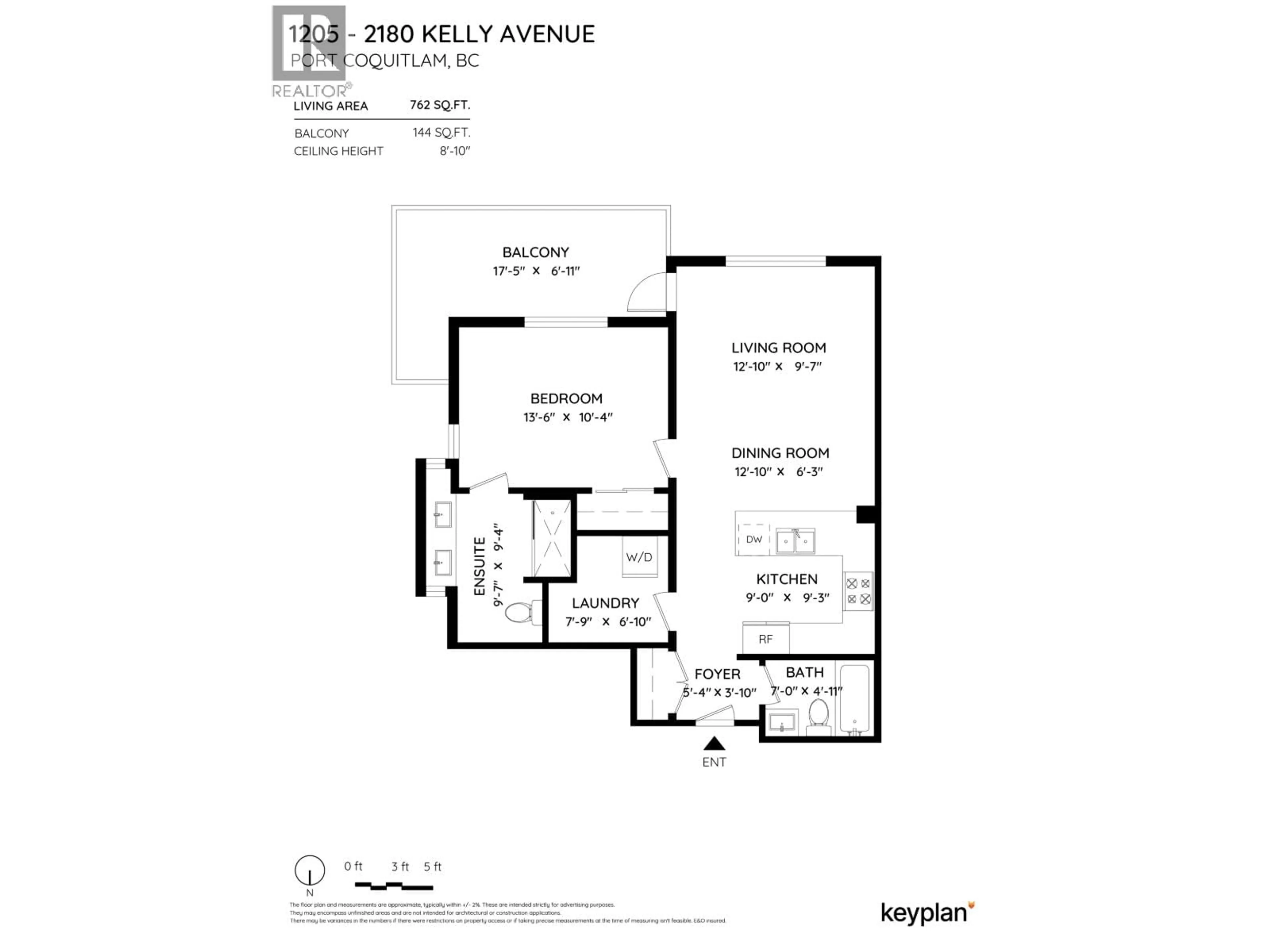 Floor plan for 1205 - 2180 KELLY AVENUE, Port Coquitlam British Columbia V3C0S6