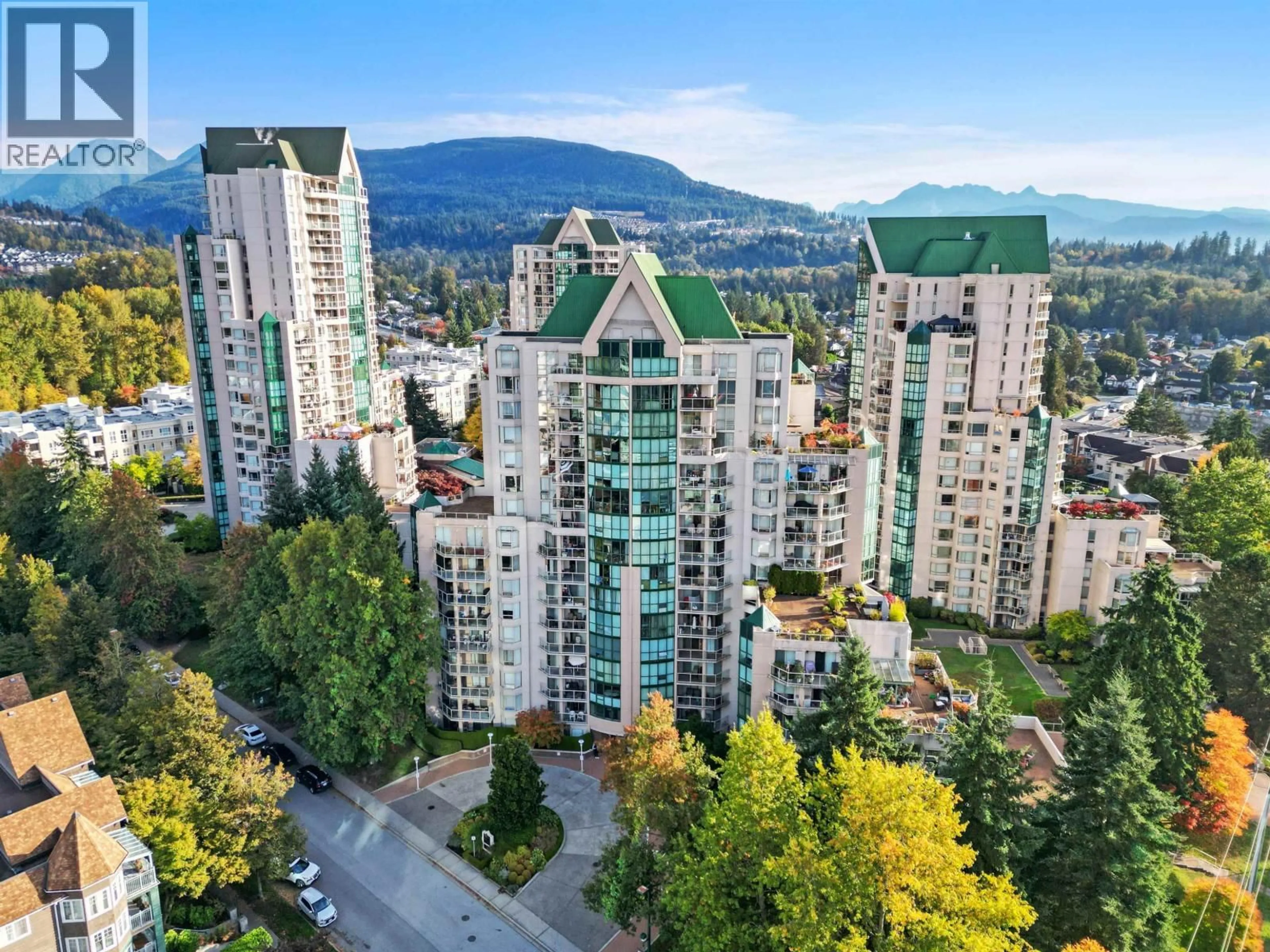 A pic from outside/outdoor area/front of a property/back of a property/a pic from drone, city buildings view from balcony for 1405 - 1189 EASTWOOD STREET, Coquitlam British Columbia V3B7N5