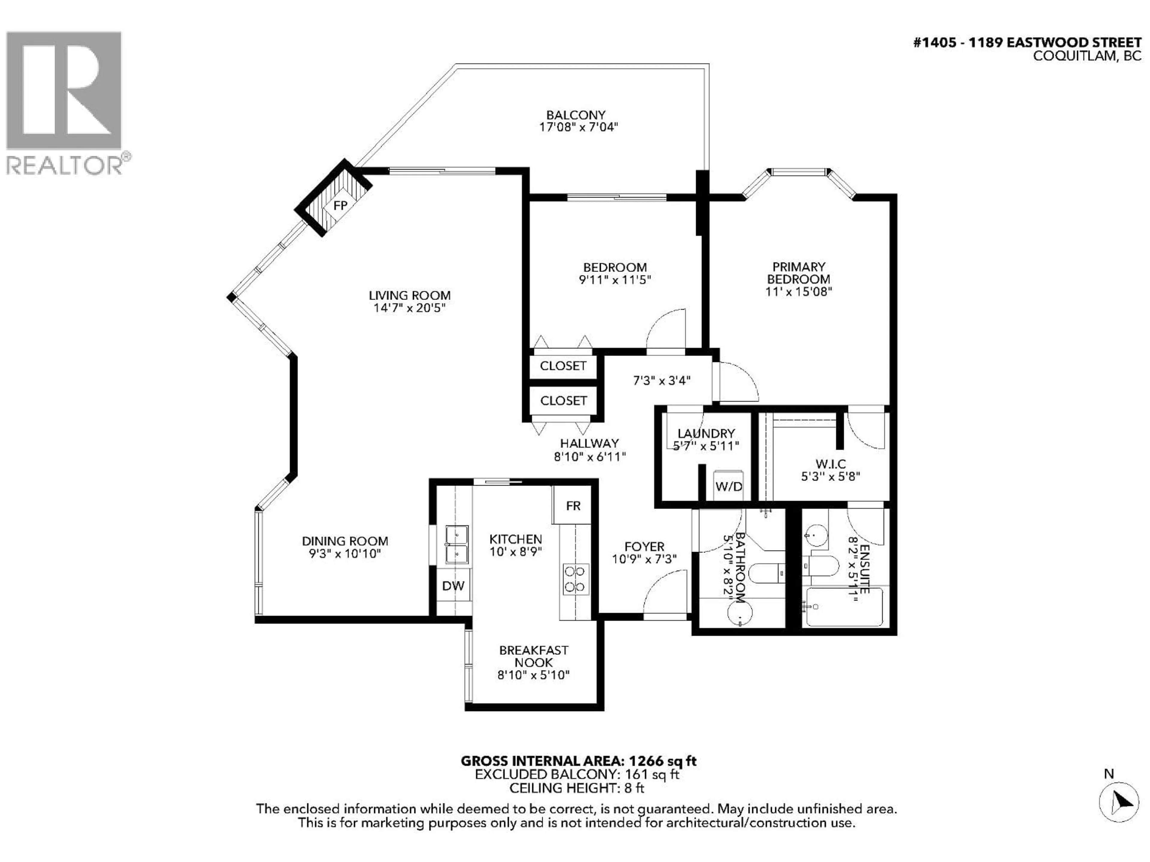 Floor plan for 1405 - 1189 EASTWOOD STREET, Coquitlam British Columbia V3B7N5