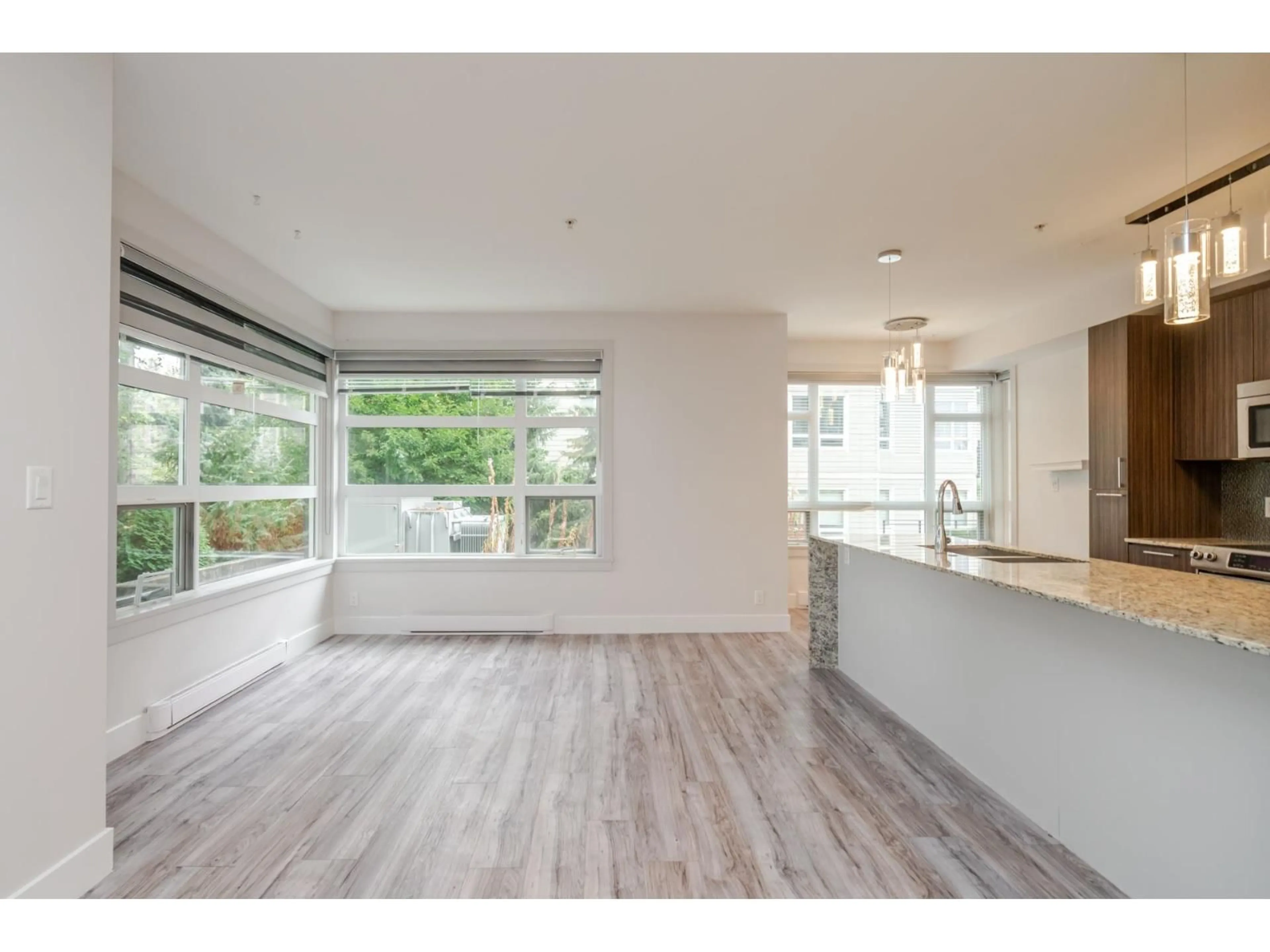 Open concept kitchen, wood/laminate floor for A217 - 20211 66 AVENUE, Langley British Columbia V2Y0L4