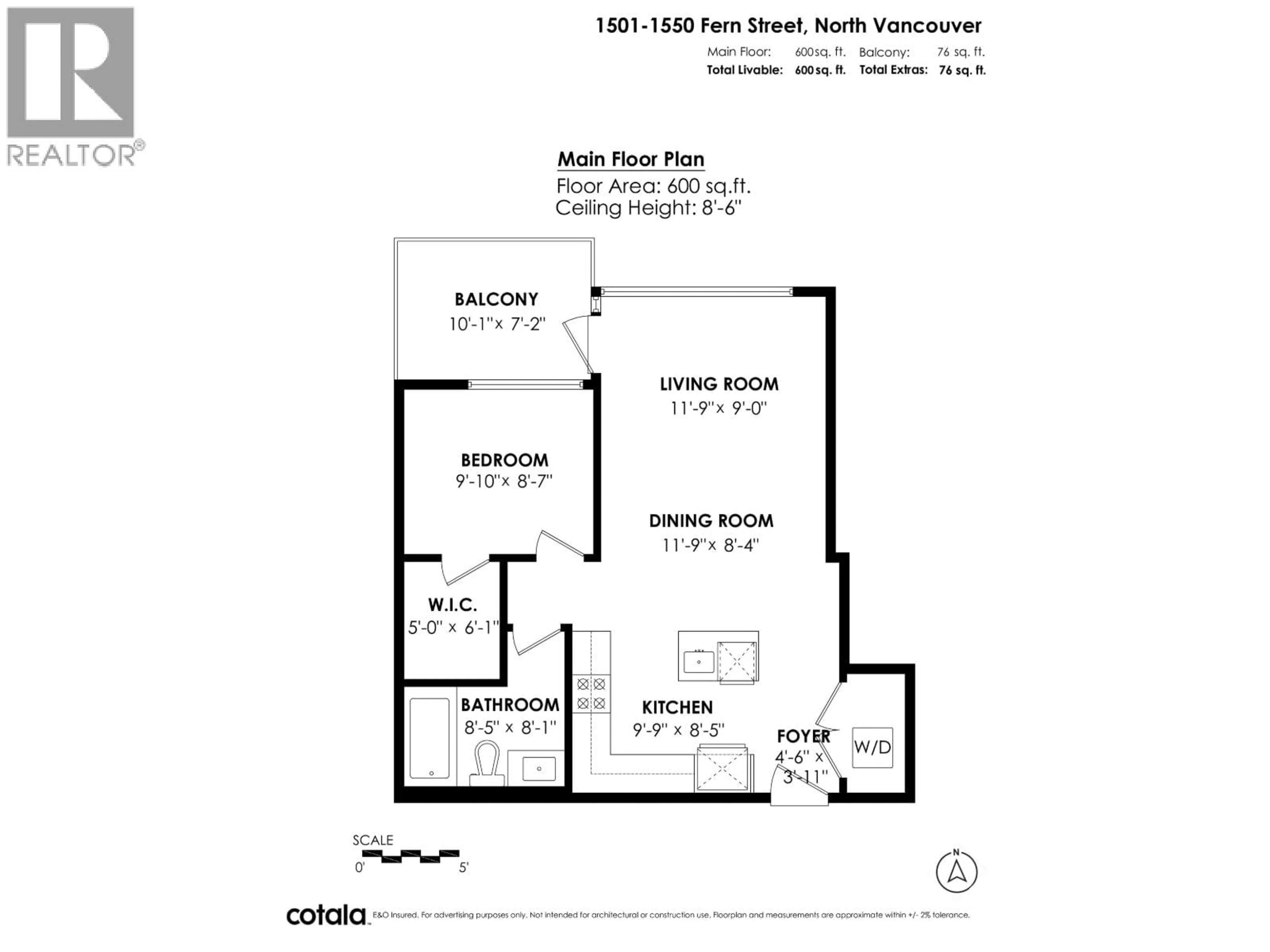 Floor plan for 1501 - 1550 FERN STREET, North Vancouver British Columbia V7J0A9