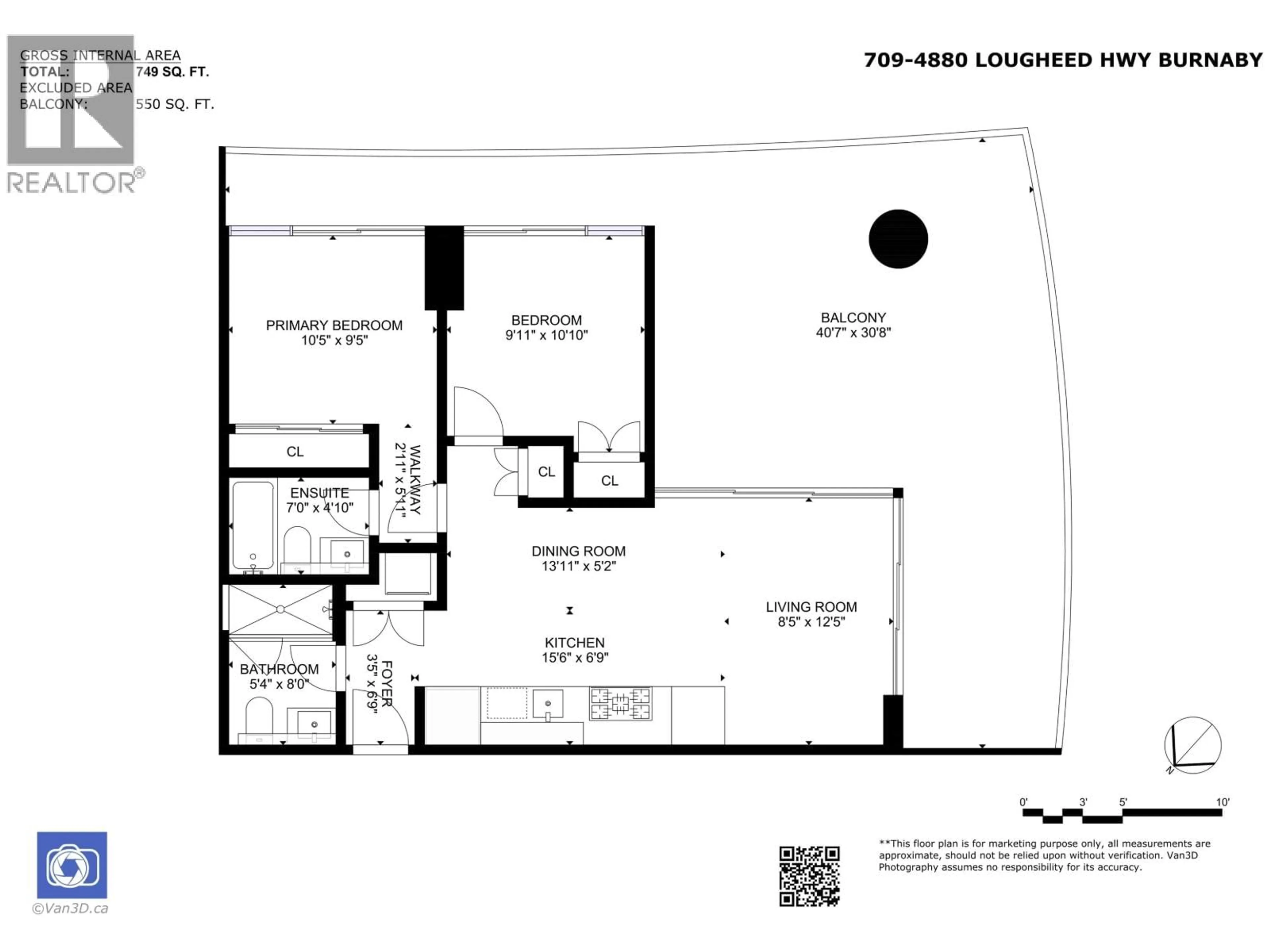 Floor plan for 709 - 4880 LOUGHEED HIGHWAY, Burnaby British Columbia V5C0N1