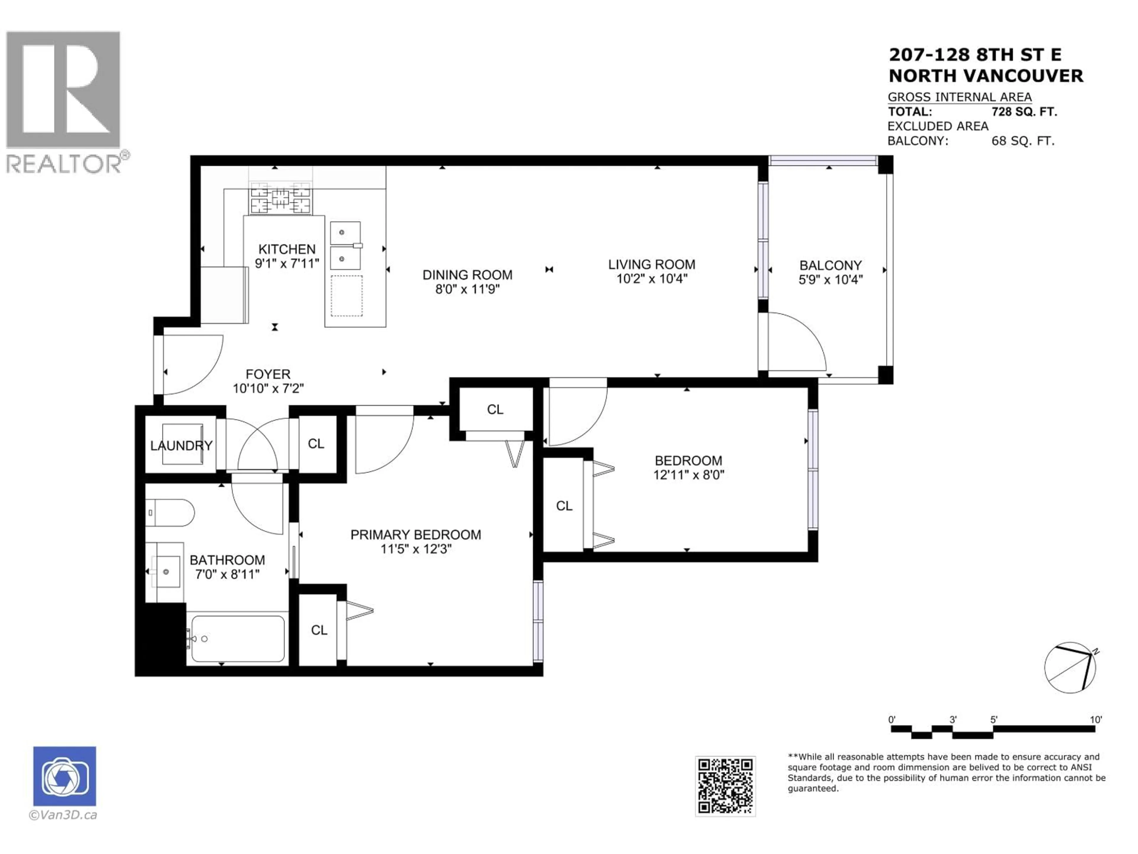 Floor plan for 207 - 128 8TH STREET, North Vancouver British Columbia V7L0H2
