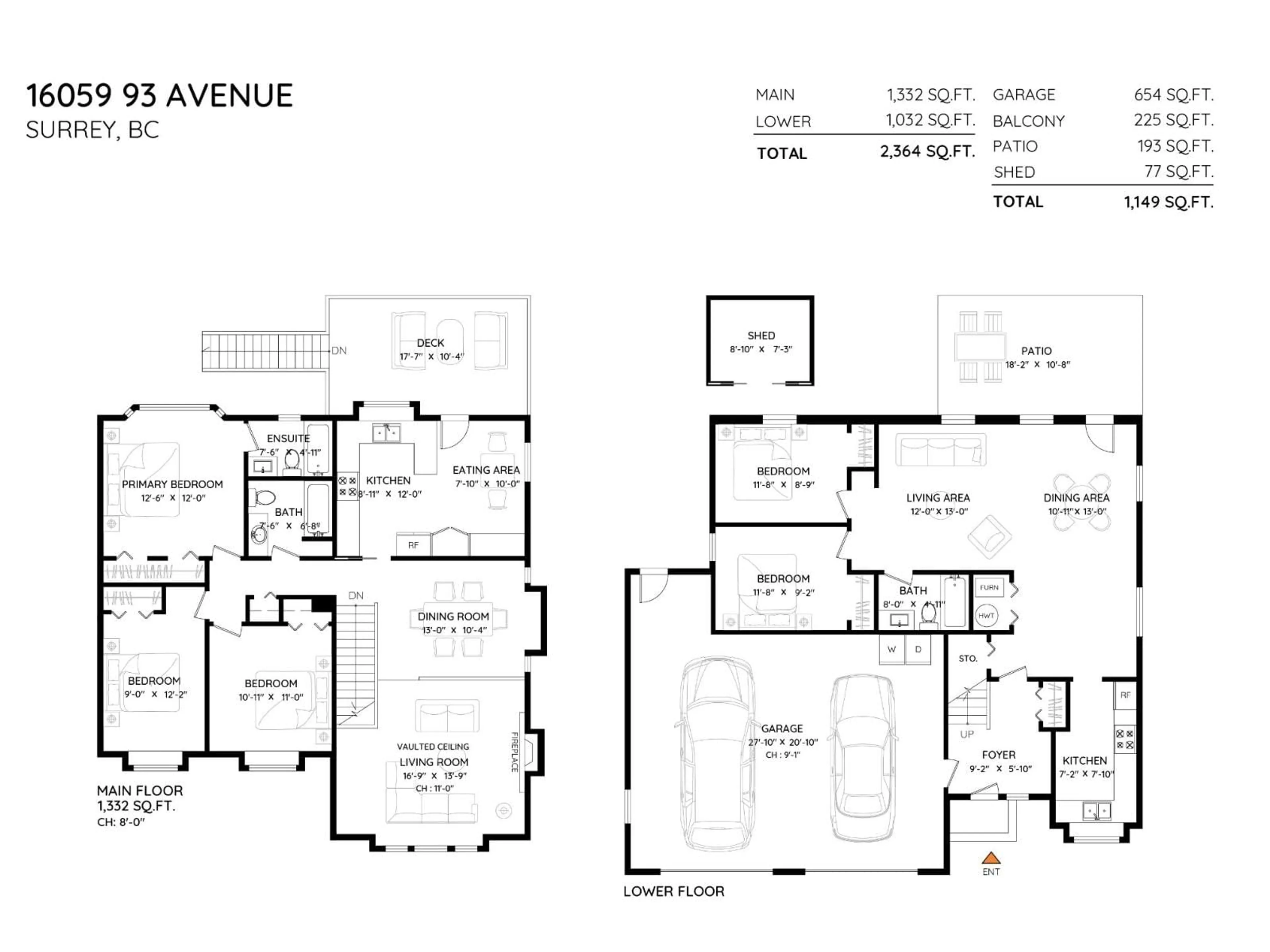 Floor plan for 16059 93 AVENUE, Surrey British Columbia V4N3E3