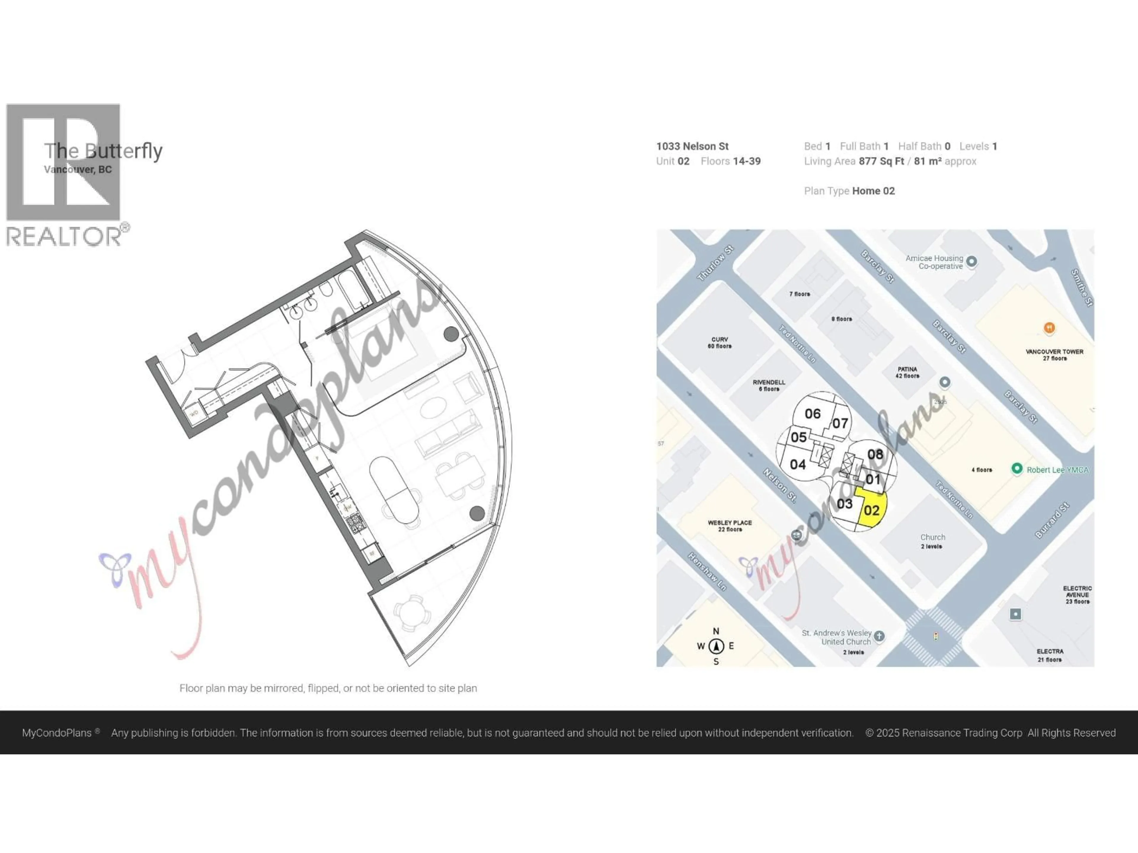 Floor plan for 3202 - 1033 NELSON STREET, Vancouver British Columbia V6E0E5