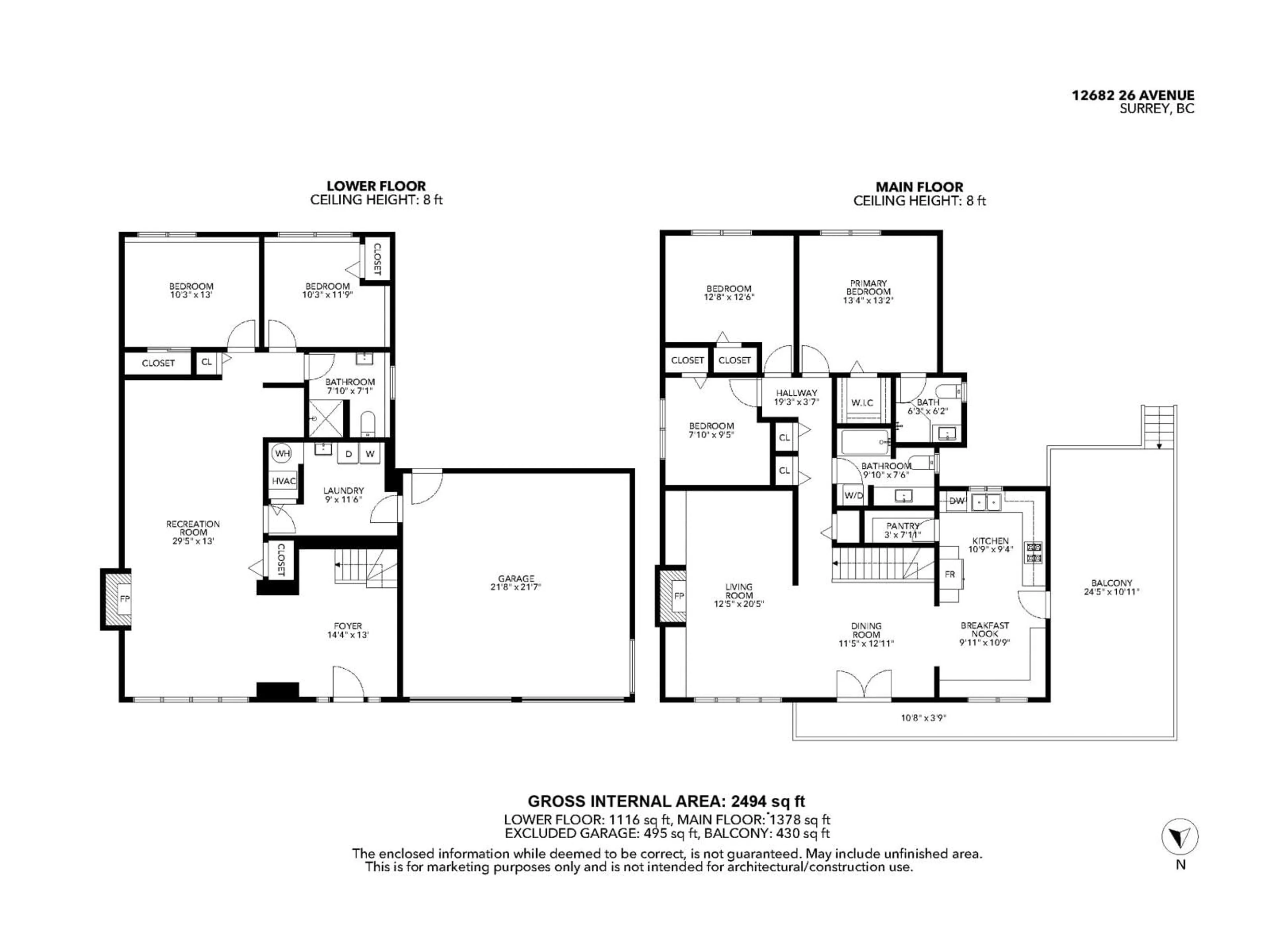 Floor plan for 12682 26, Surrey British Columbia V4A5R7