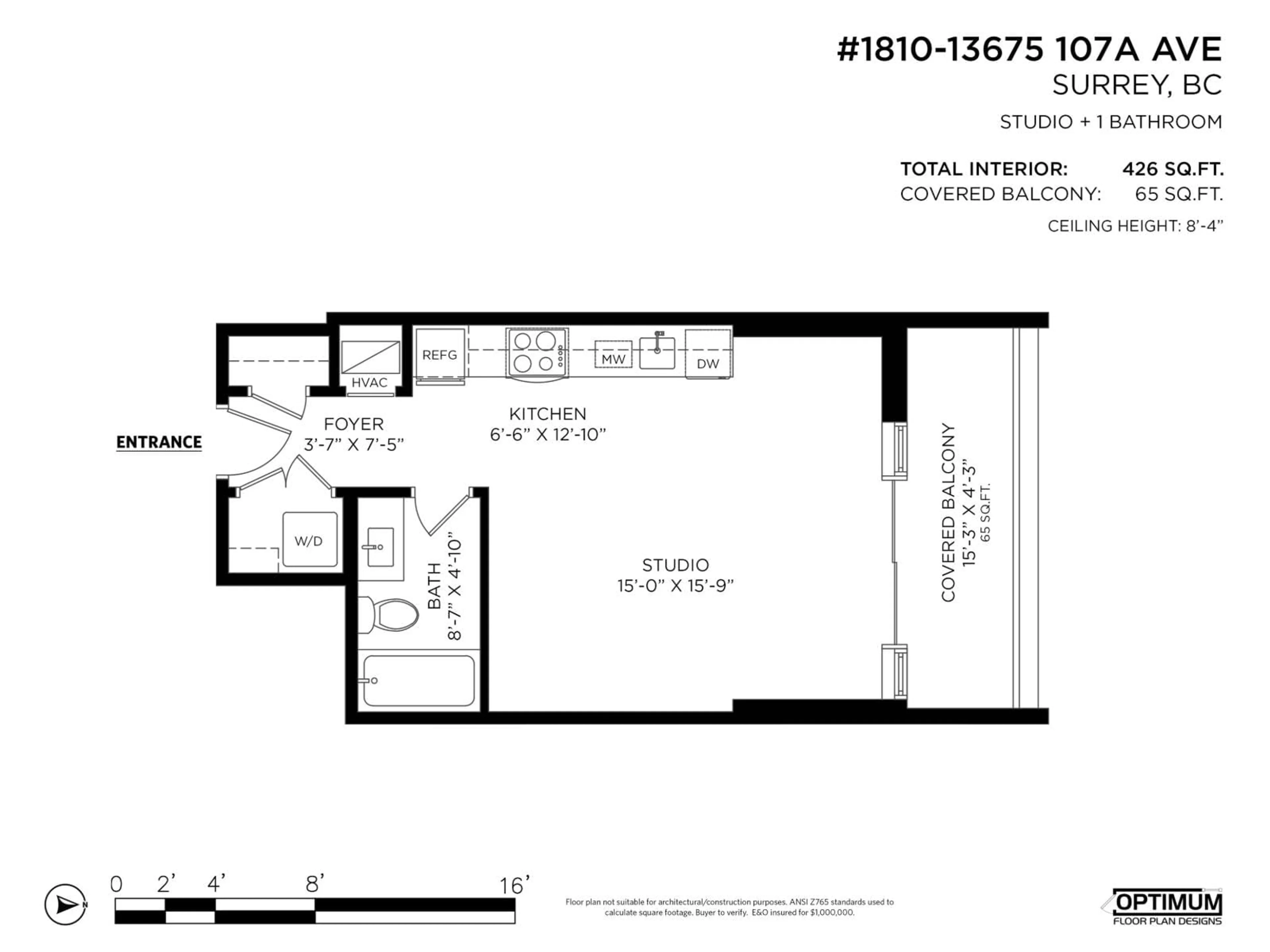 Floor plan for 1810 - 13675 107A AVENUE, Surrey British Columbia V3T2H3