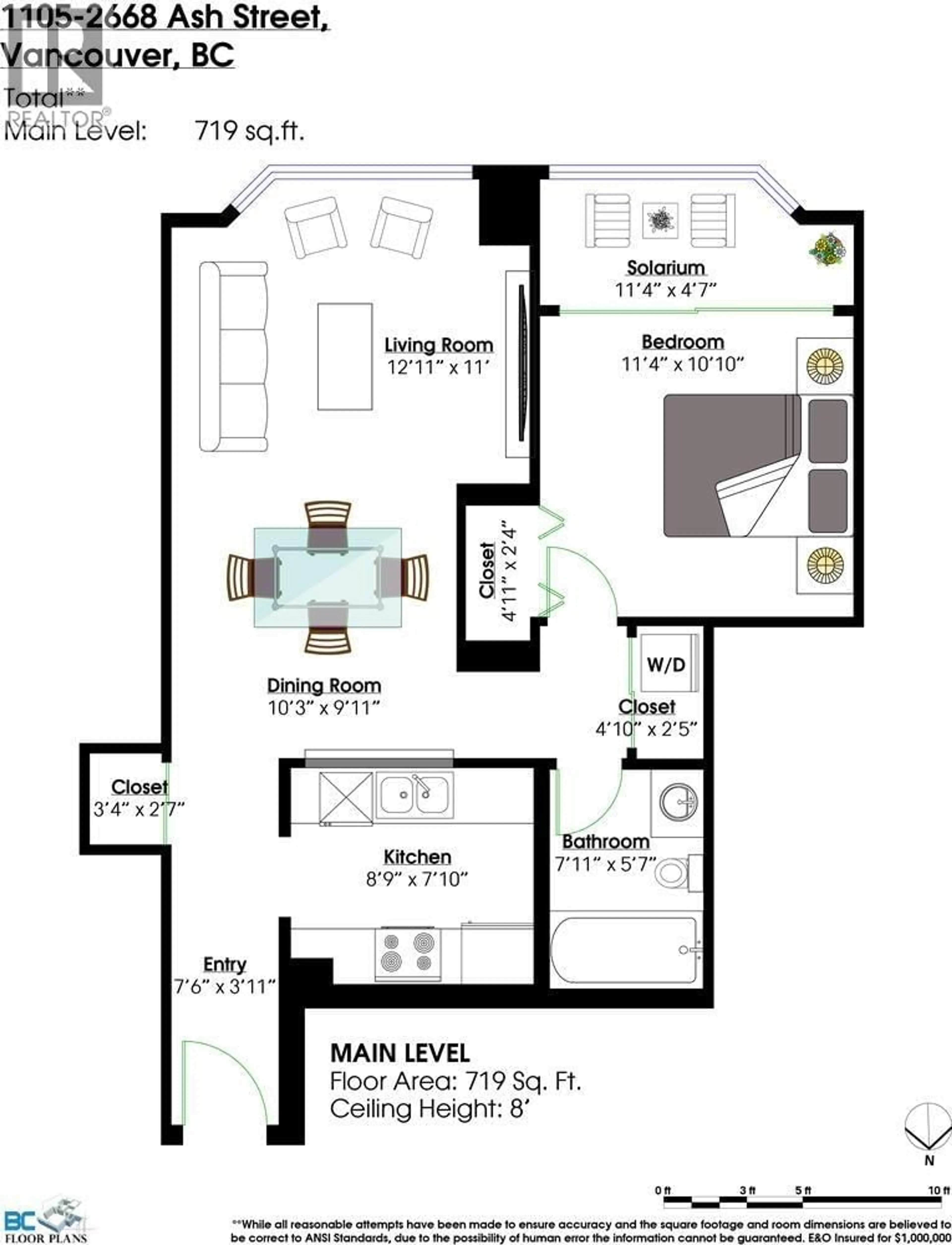 Floor plan for 1105 - 2668 ASH STREET, Vancouver British Columbia V5Z4K4