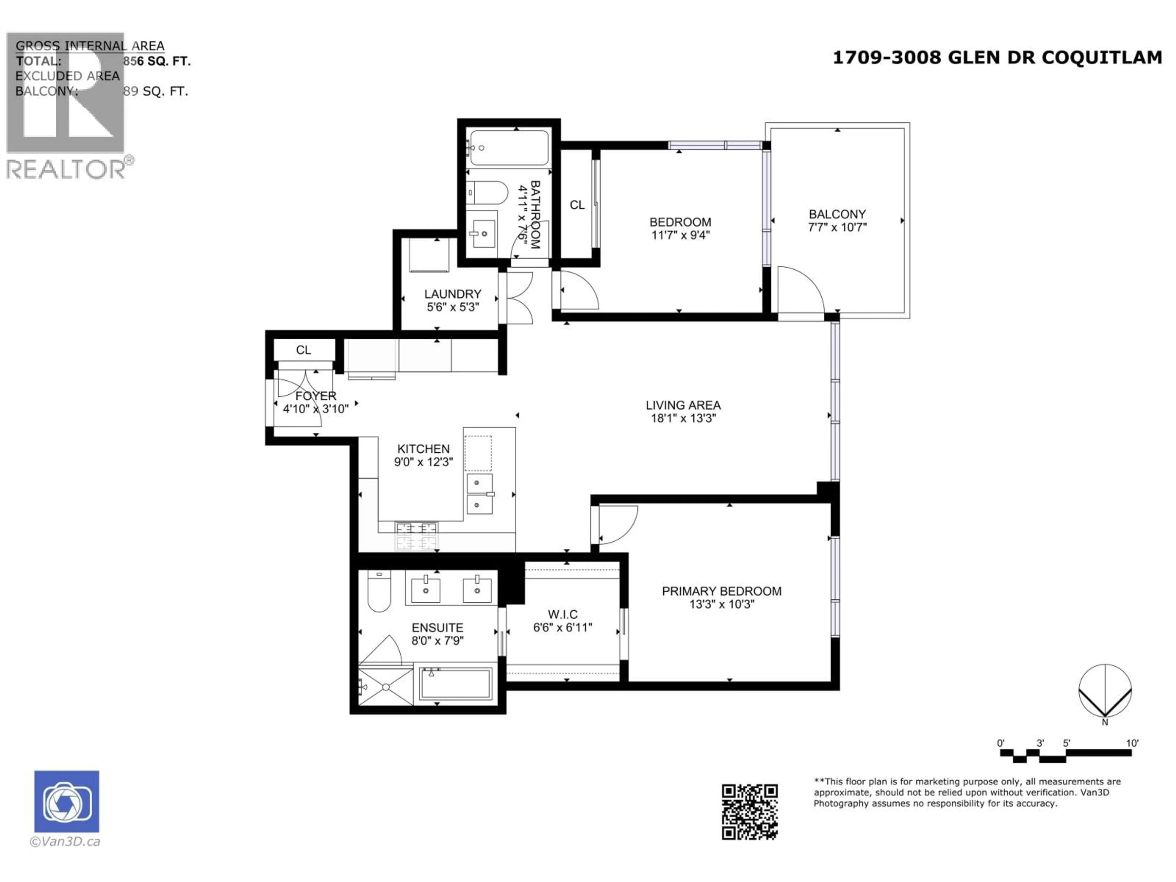 Floor plan for 1709 - 3008 GLEN DRIVE, Coquitlam British Columbia V3B0J5