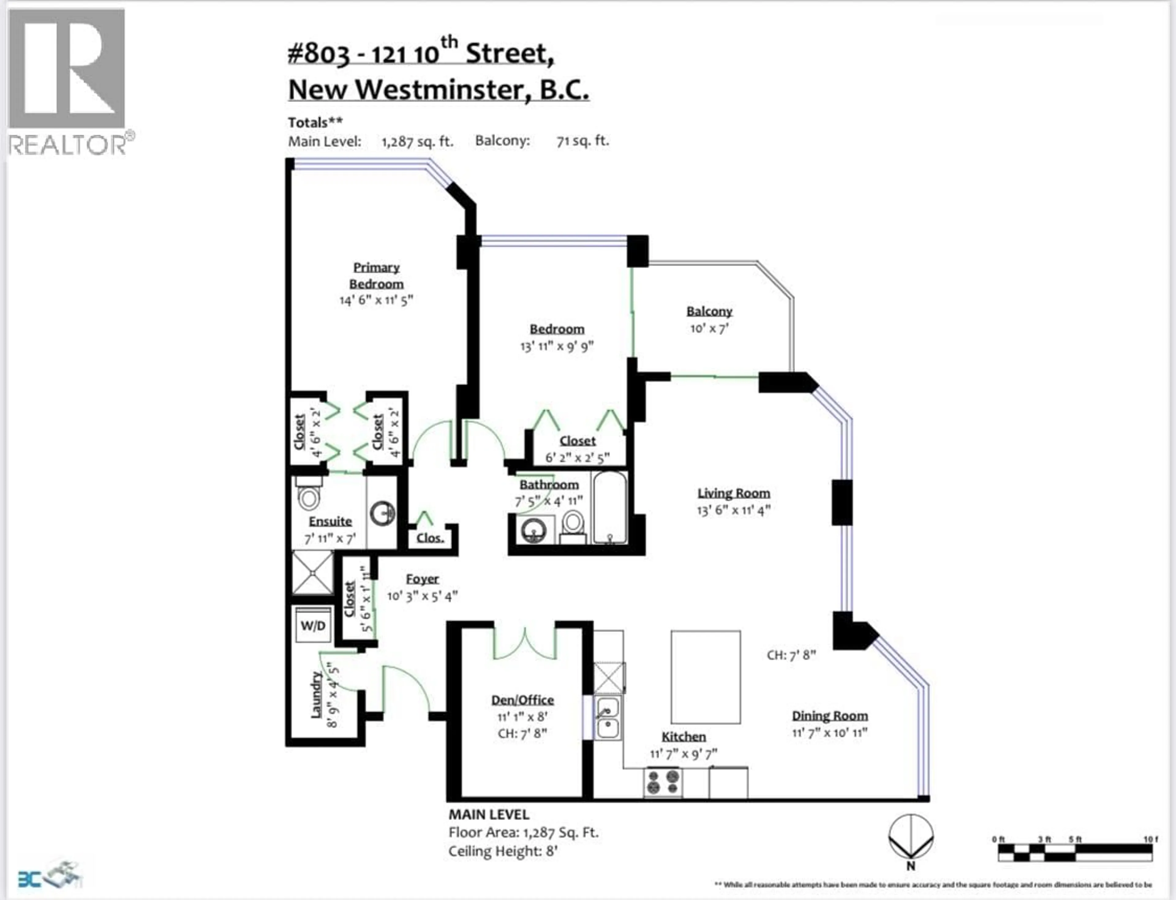 Floor plan for 803 - 121 TENTH STREET, New Westminster British Columbia V3M3X7