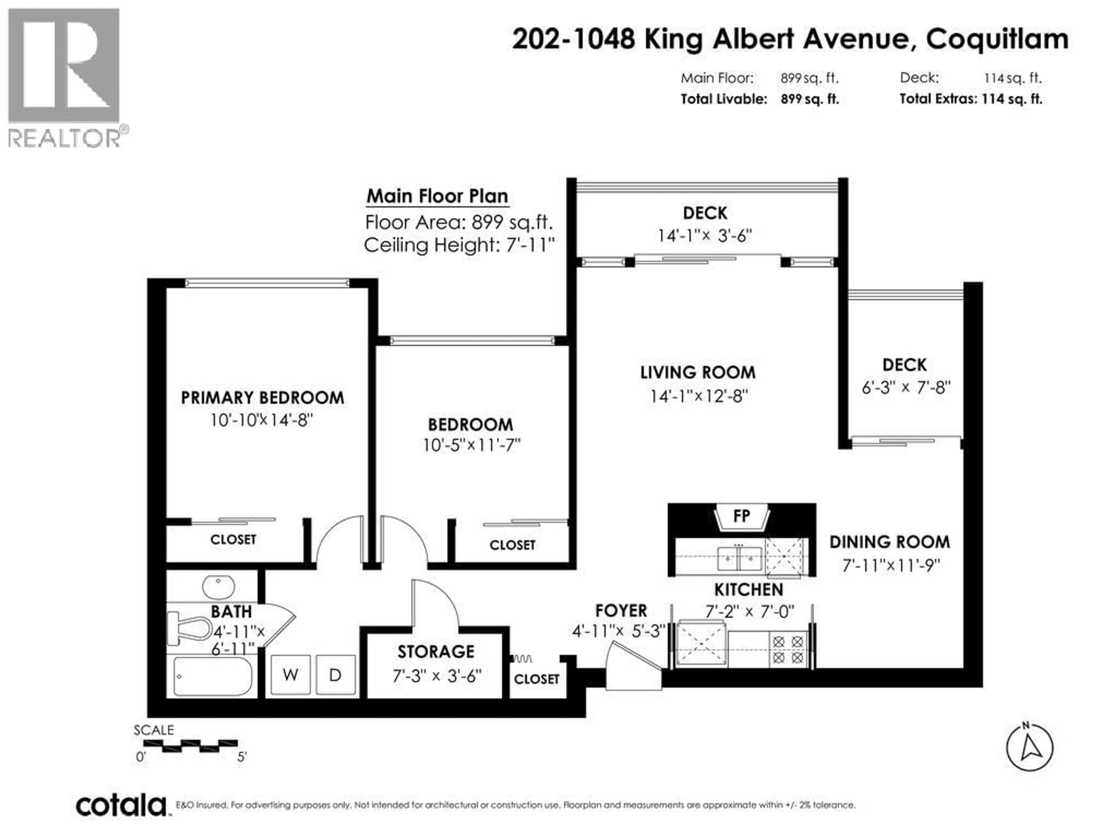 Floor plan for 202 - 1048 KING ALBERT AVENUE, Coquitlam British Columbia V3J1X5