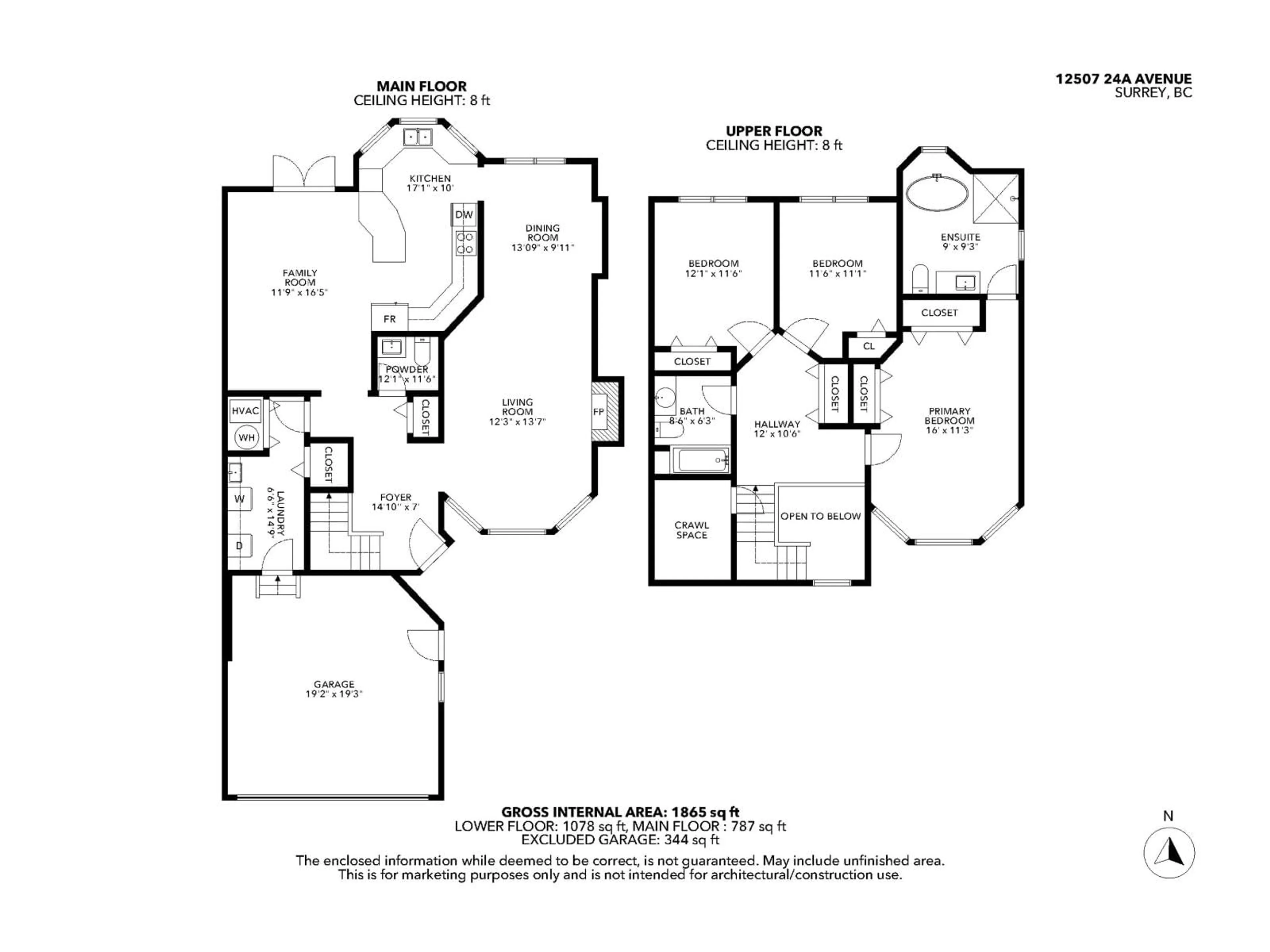 Floor plan for 12507 24A AVENUE, Surrey British Columbia V4A8H7