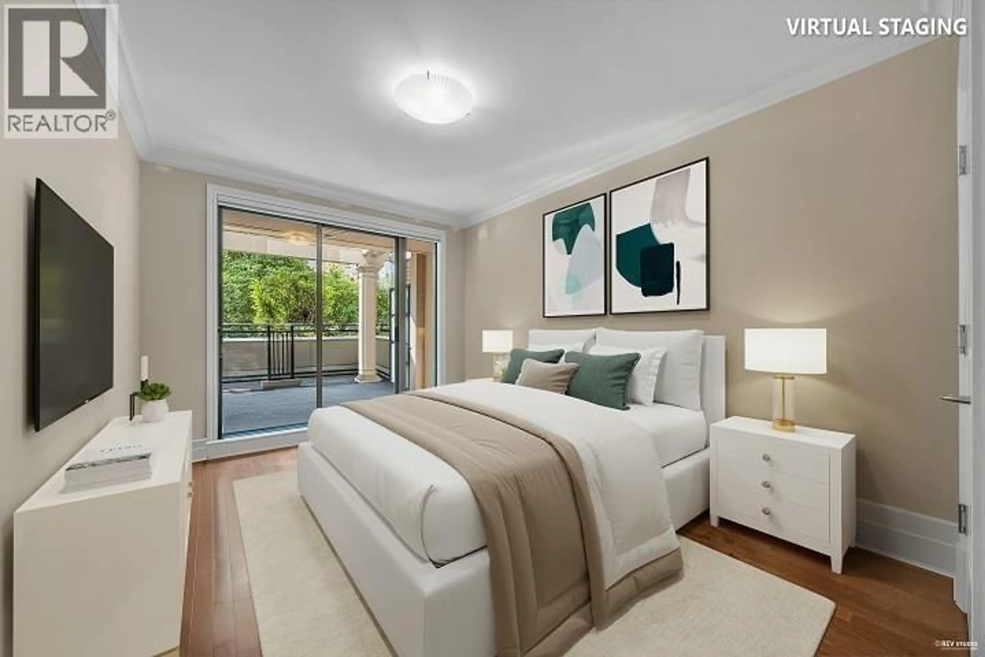 Bedroom with bed, carpet floor for 202 - 533 WATERS EDGE CRESCENT, West Vancouver British Columbia V7T0A2