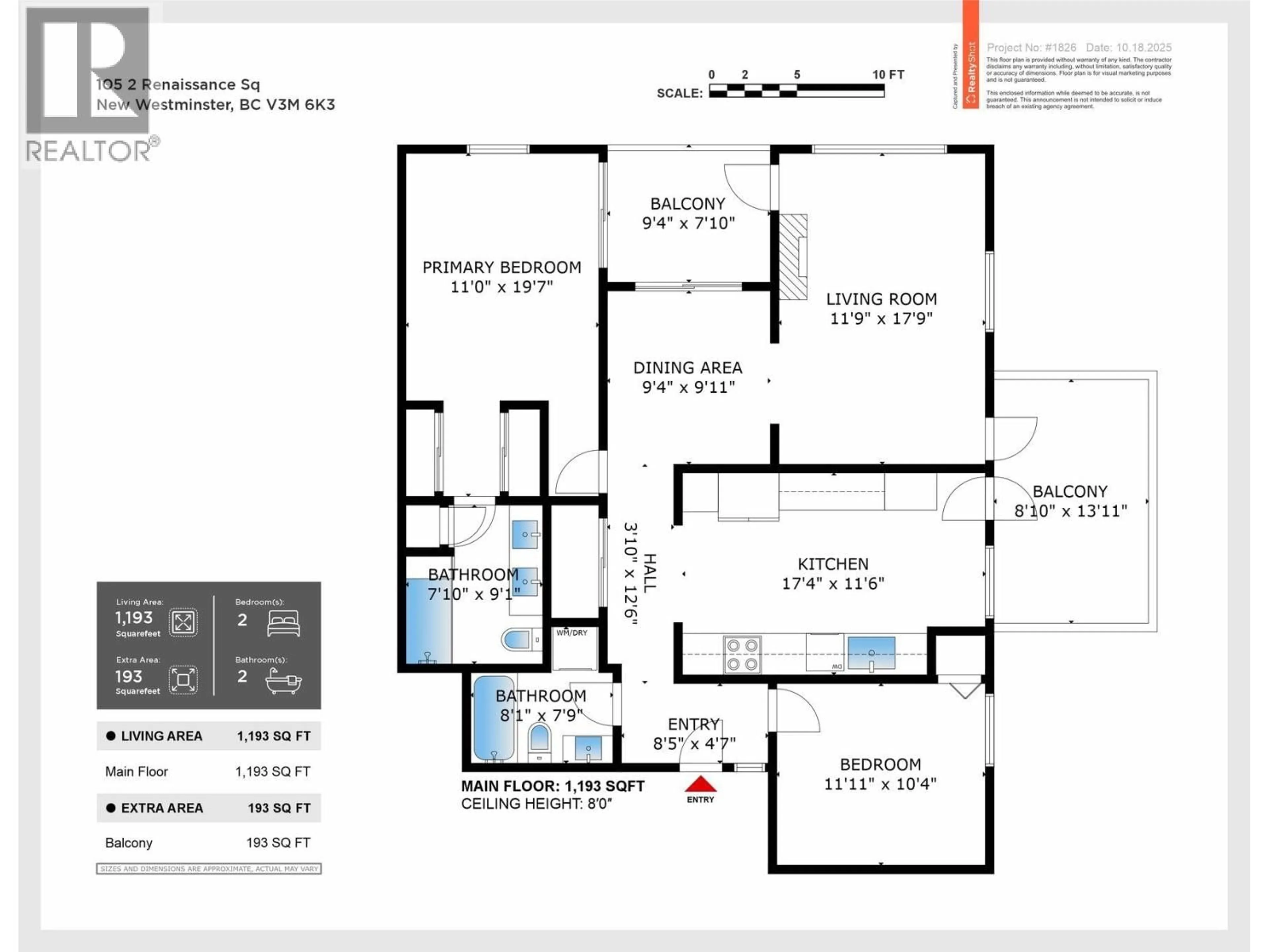 Floor plan for 105 - 2 RENAISSANCE SQUARE, New Westminster British Columbia V3M6K3