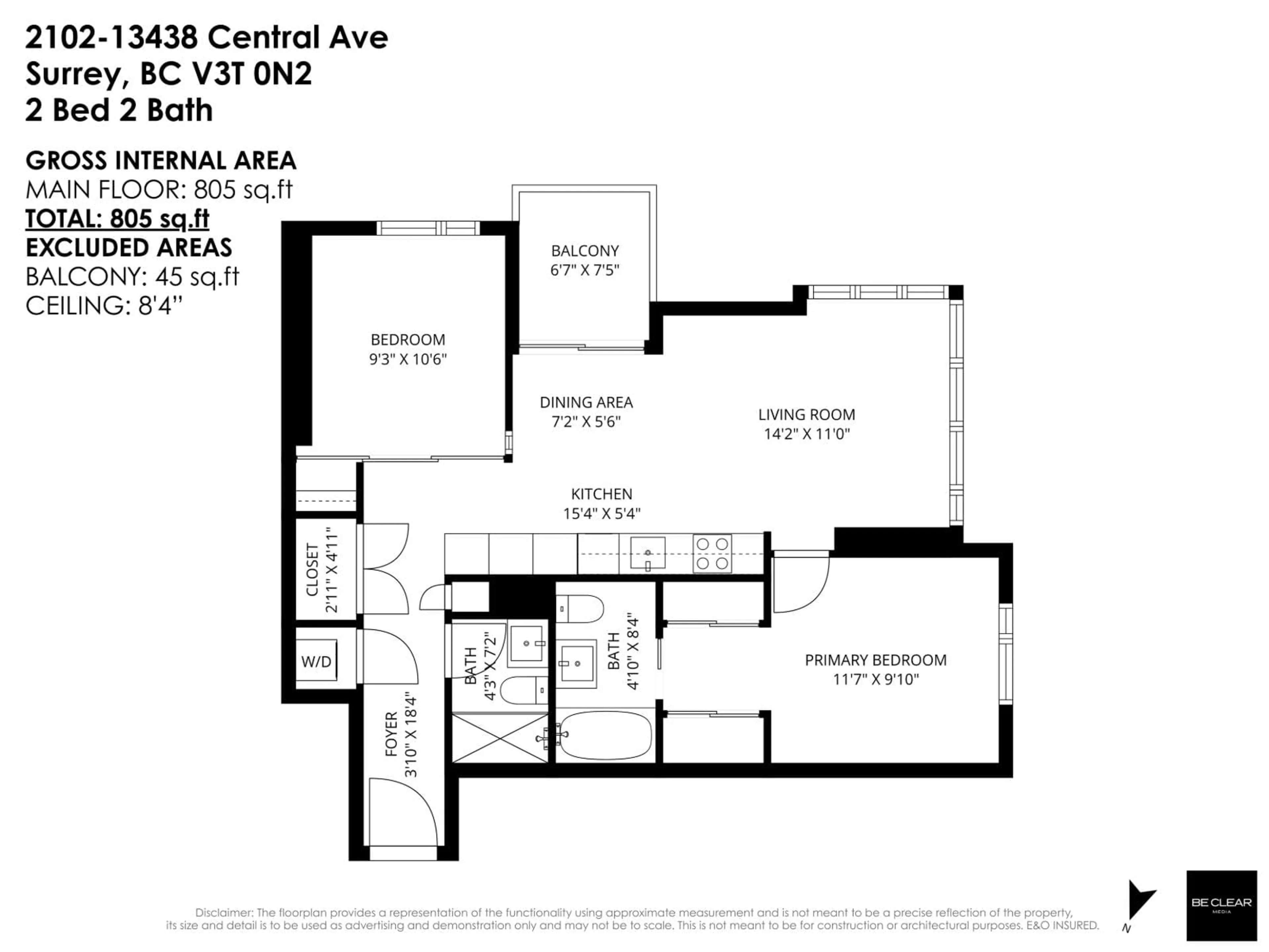 Floor plan for 2102 - 13438 CENTRAL AVENUE, Surrey British Columbia V3T0N2