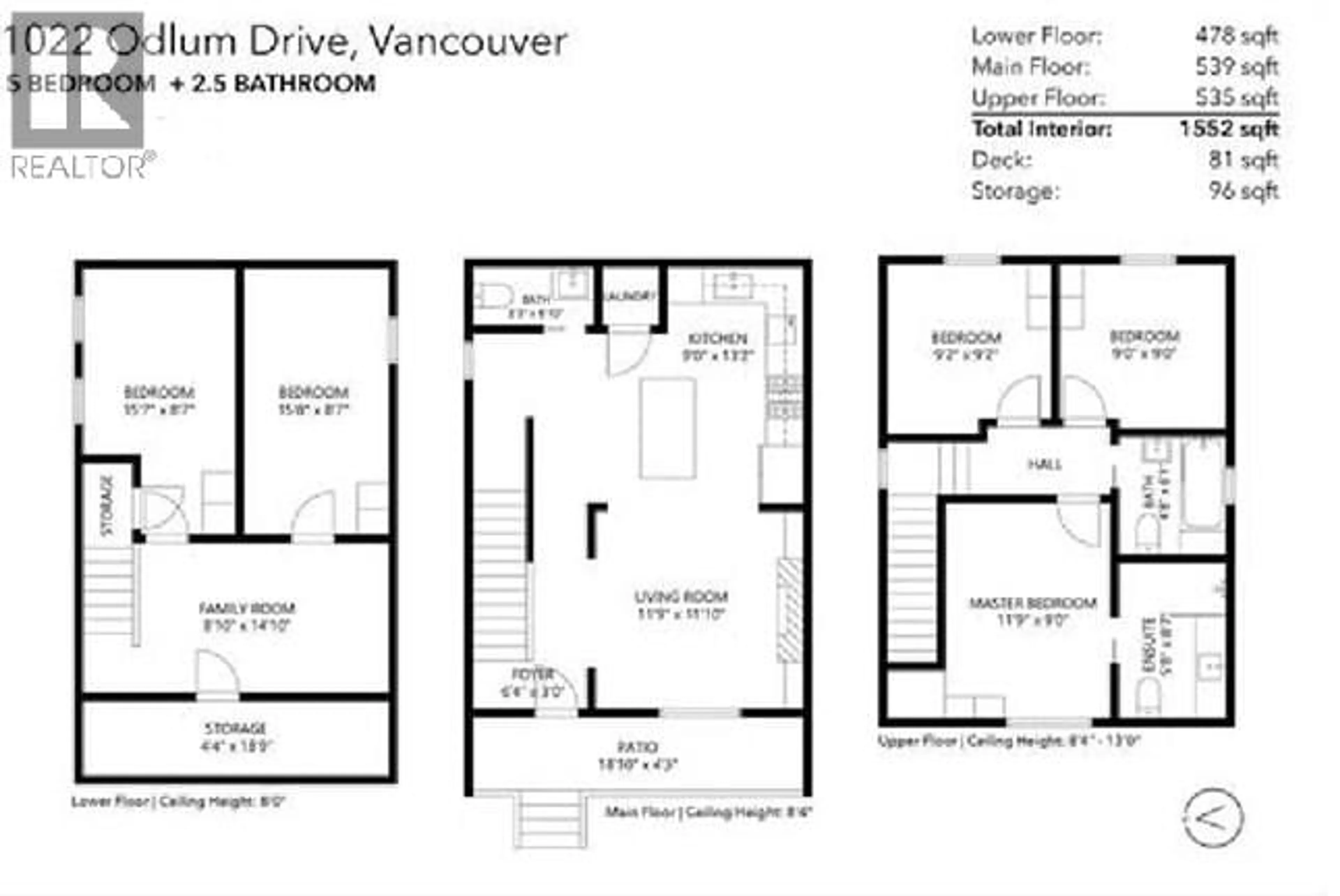 Floor plan for 1022 ODLUM DRIVE, Vancouver British Columbia V5L3L6