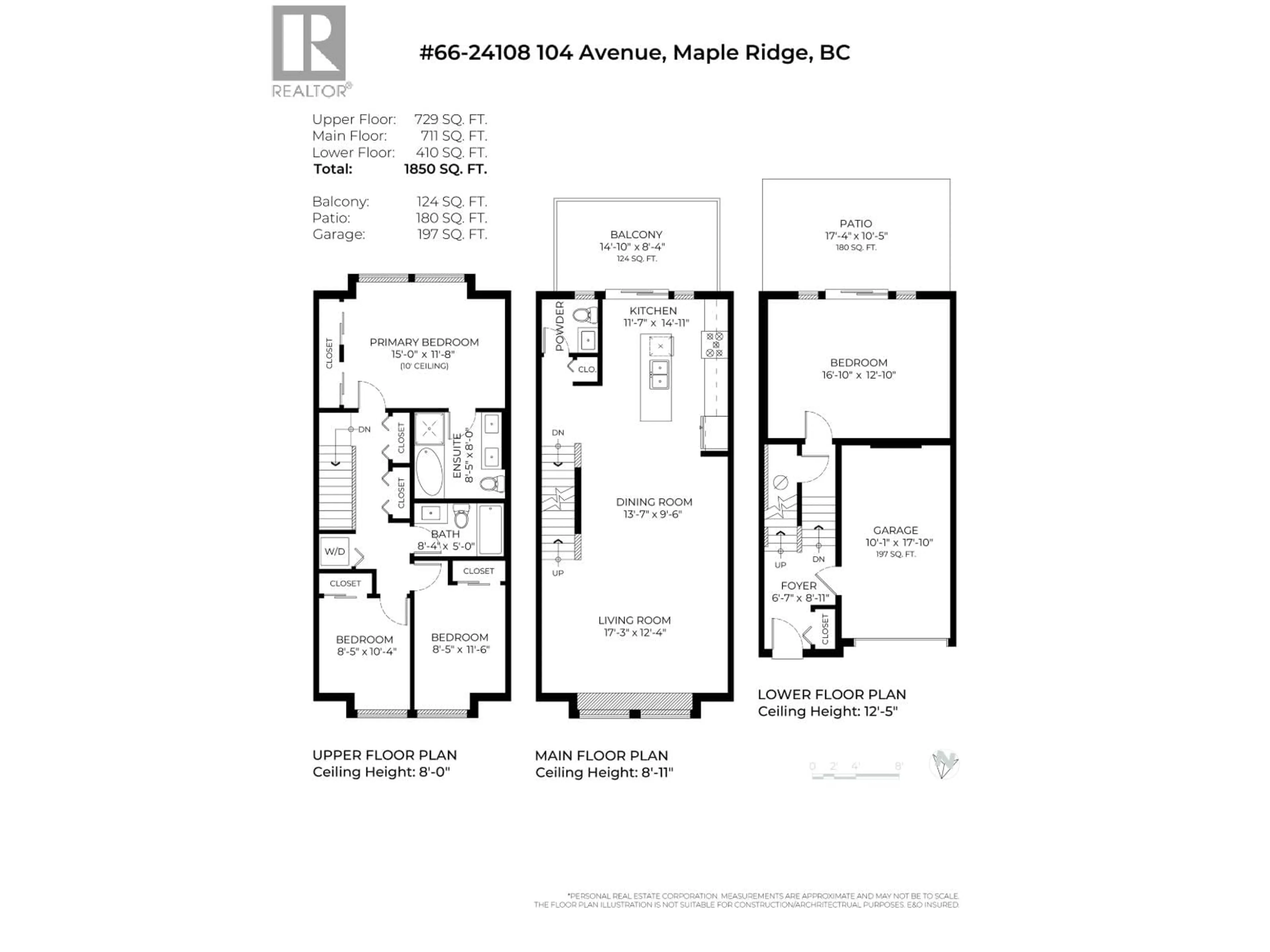 Floor plan for 66 - 24108 104 AVENUE, Maple Ridge British Columbia V2W0J5