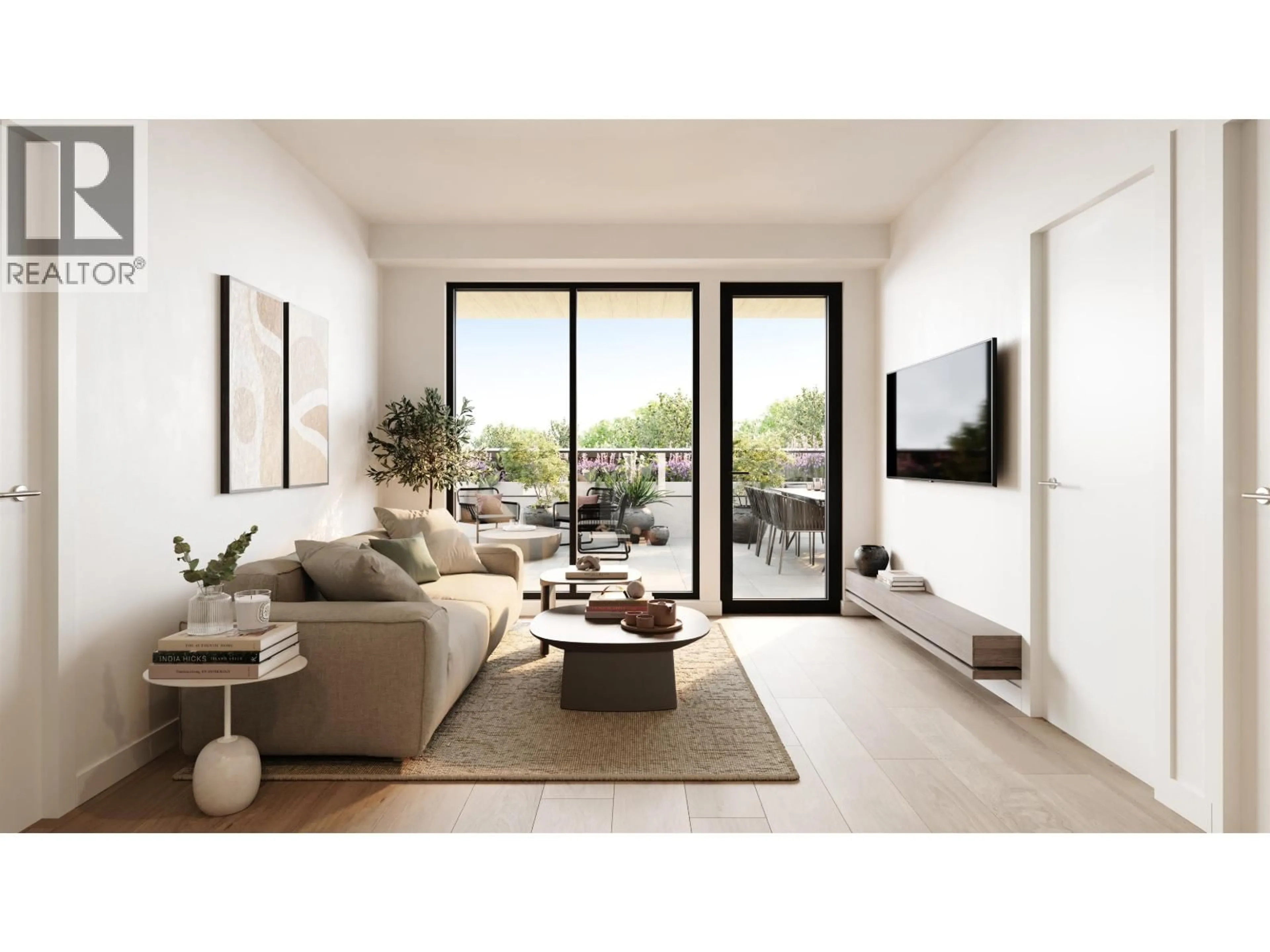 Living room with furniture, wood/laminate floor for 322 - 133 49TH AVENUE, Vancouver British Columbia V5Z2S3