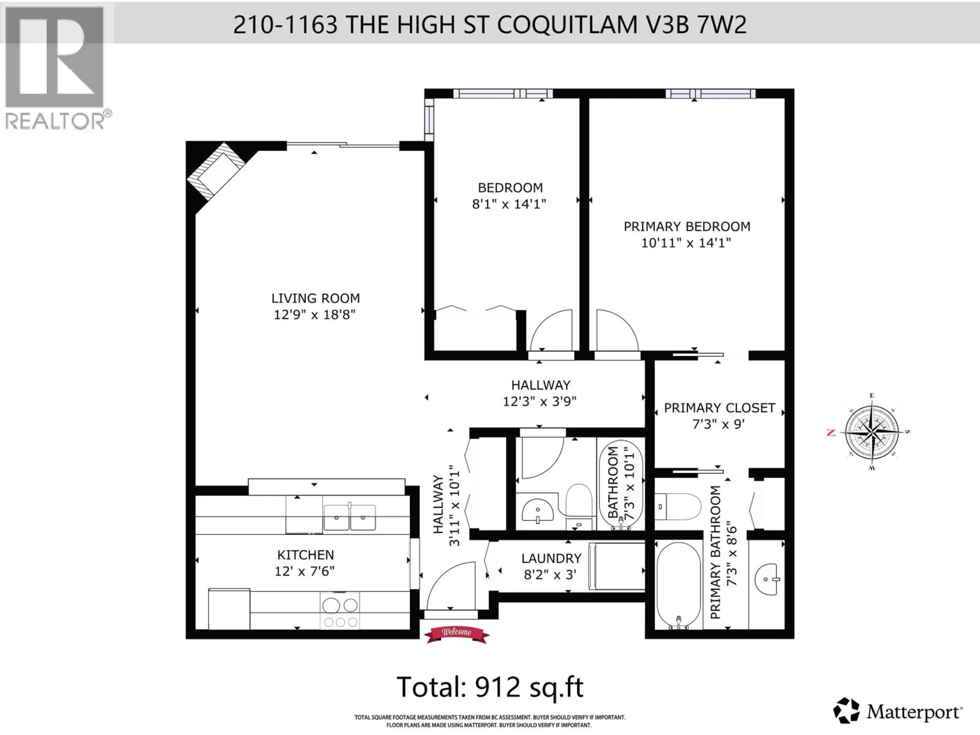 Floor plan for 210 - 1163 THE HIGH STREET, Coquitlam British Columbia V3B7W2