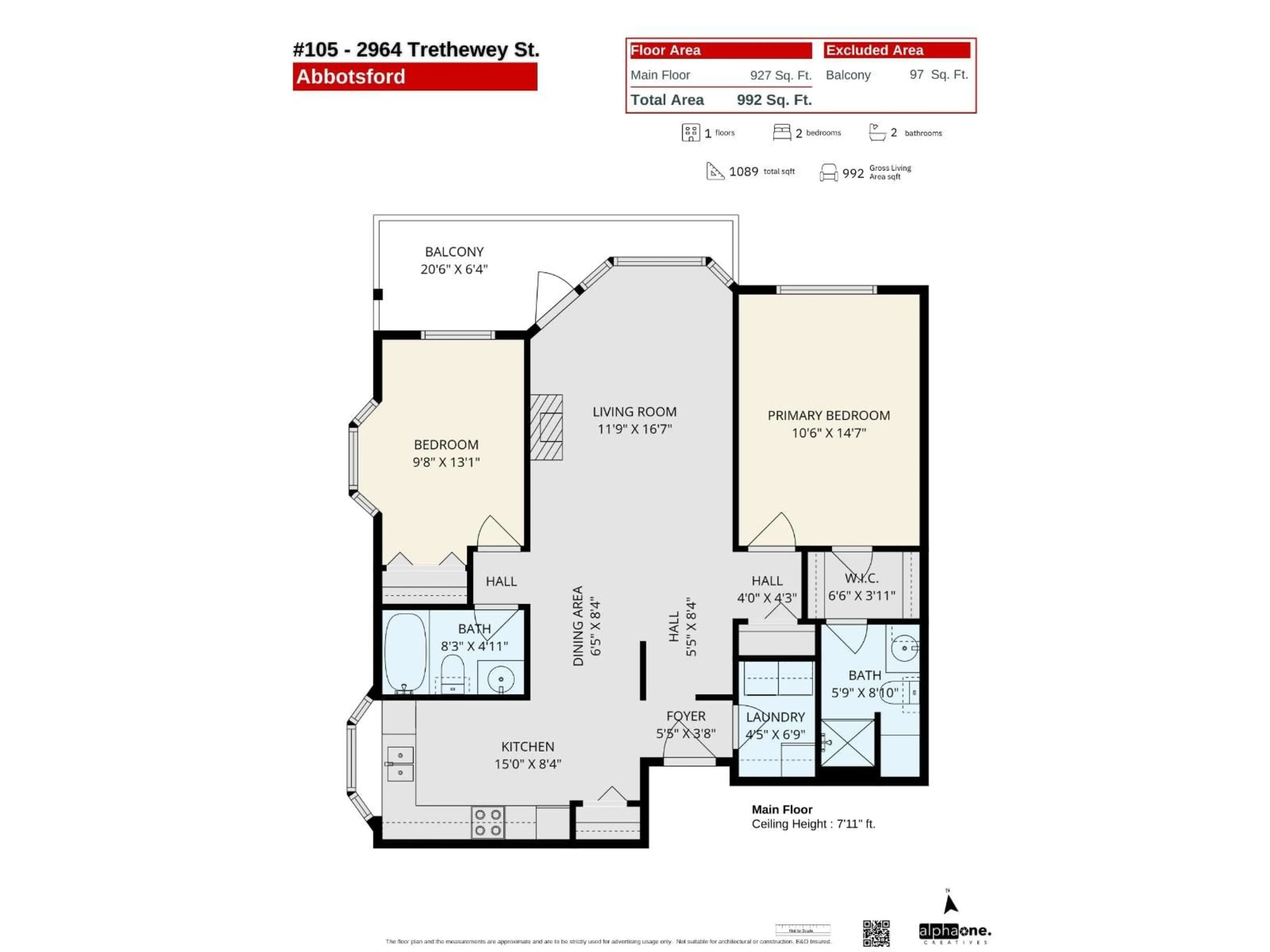 Floor plan for 105 - 2964 TRETHEWEY STREET, Abbotsford British Columbia V2T6P4