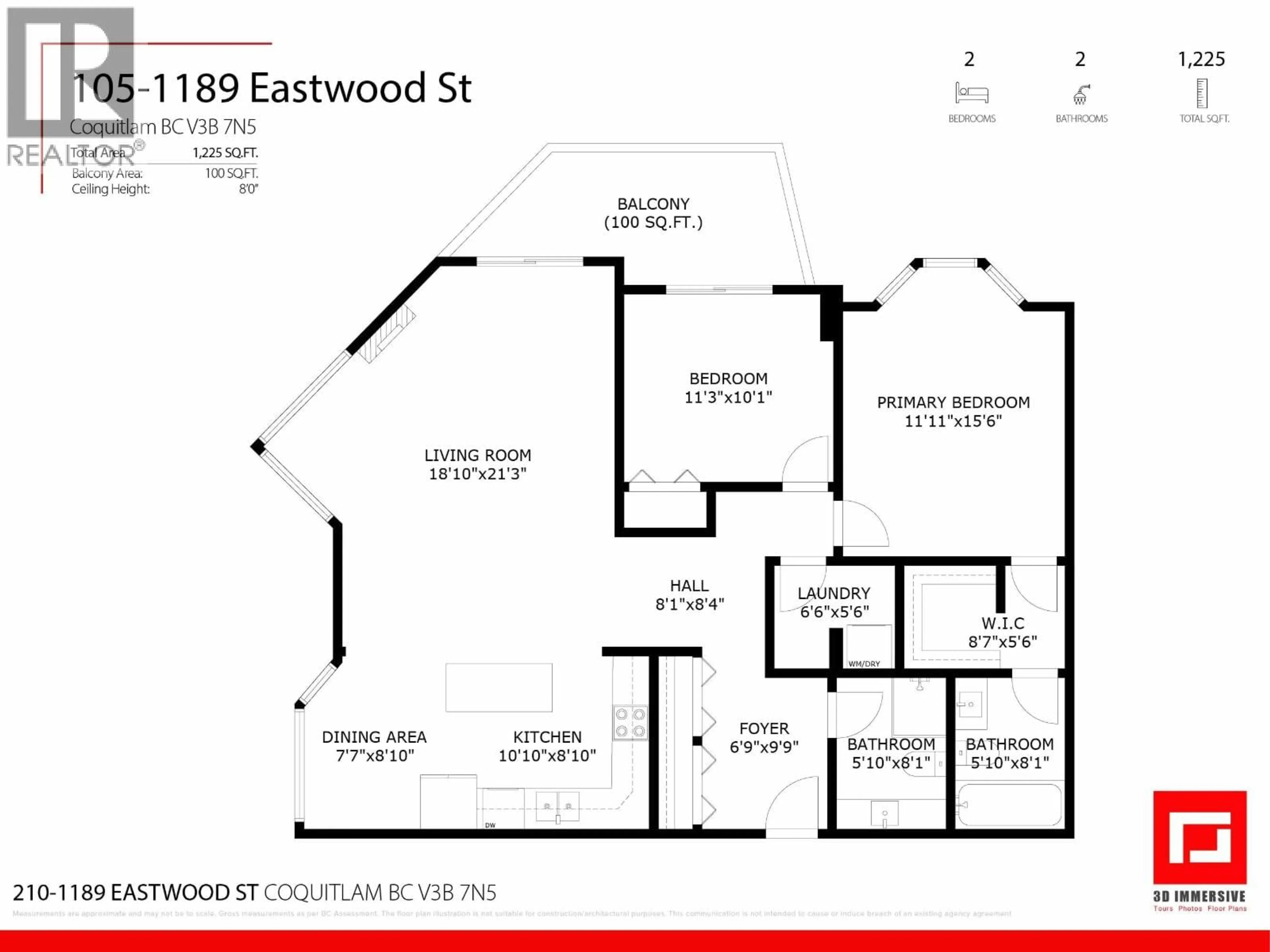 Floor plan for 210 - 1189 EASTWOOD STREET, Coquitlam British Columbia V3B7N5