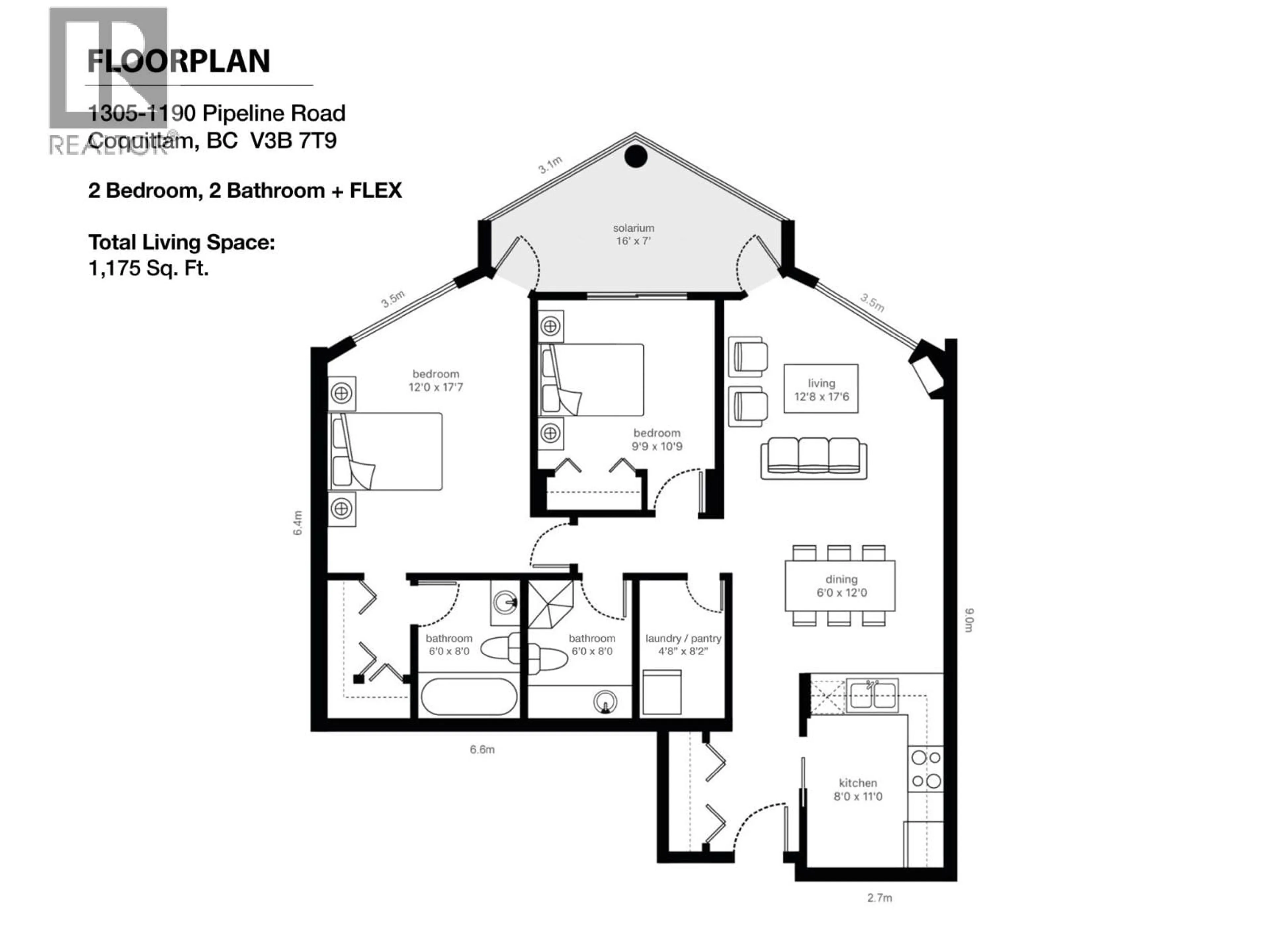 Floor plan for 1305 - 1190 PIPELINE ROAD, Coquitlam British Columbia V3B7T9