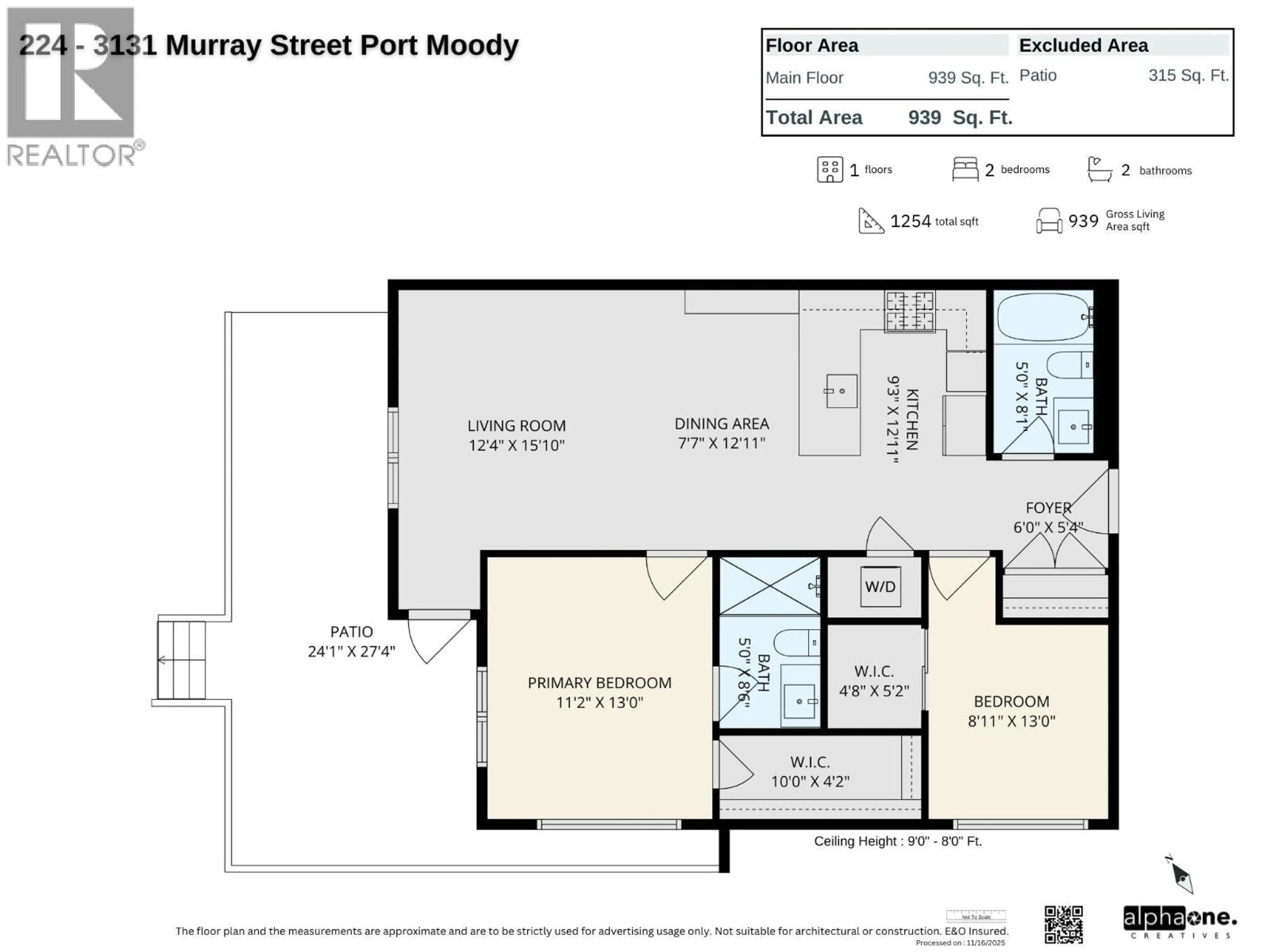 Floor plan for 224 - 3131 MURRAY STREET, Port Moody British Columbia V3H0L9