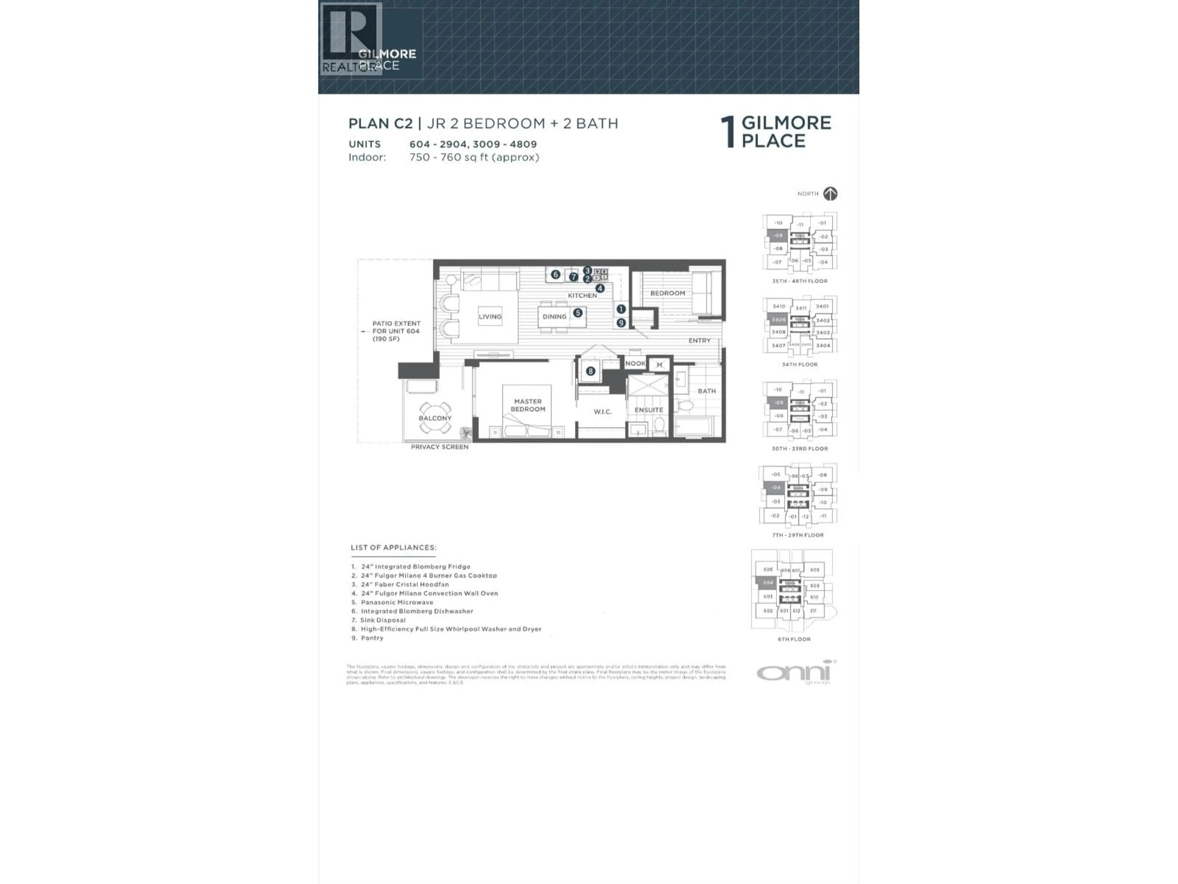 Floor plan for 1204 - 2186 GILMORE AVENUE, Burnaby British Columbia V5C6A7