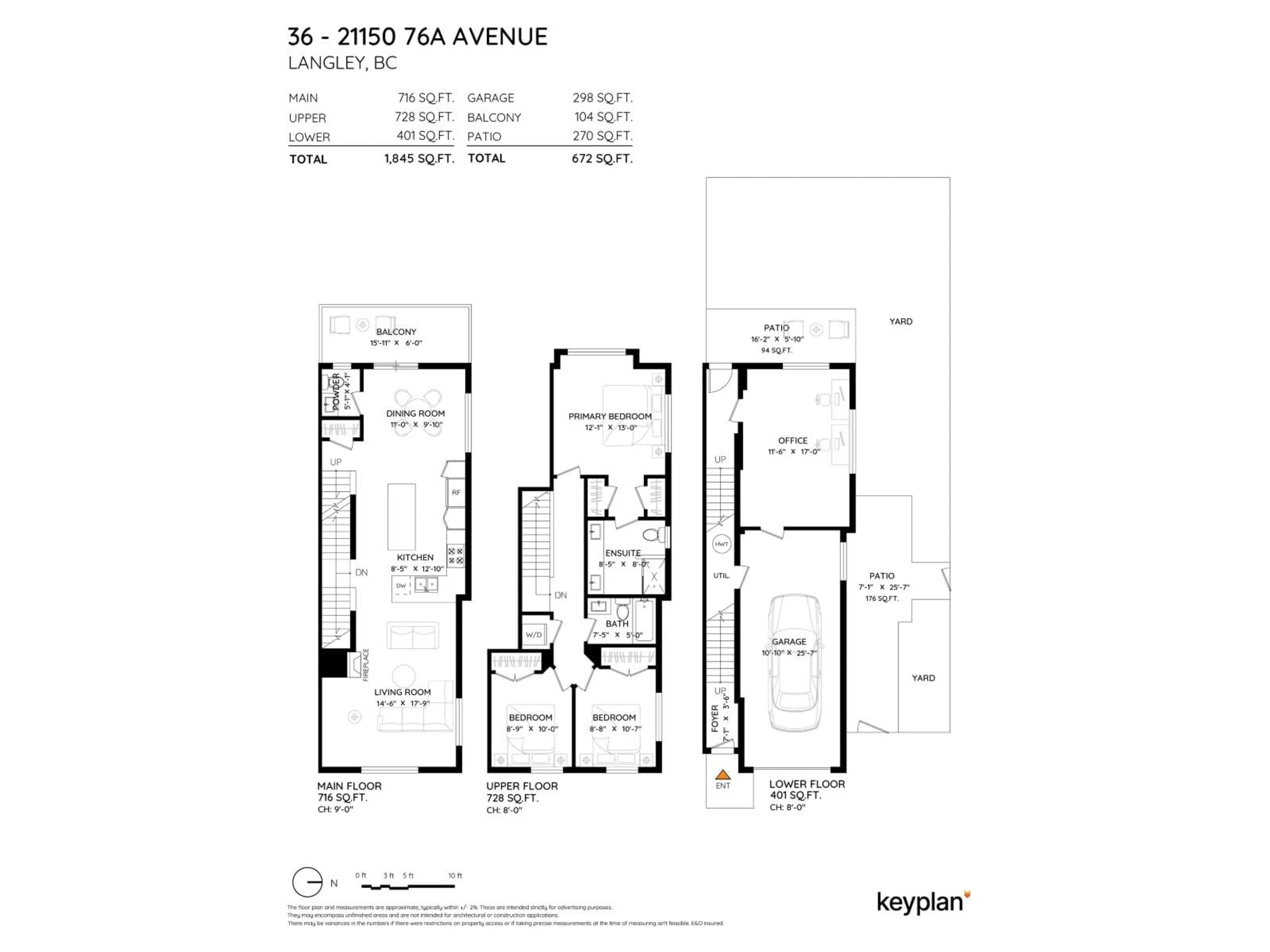 Floor plan for 36 - 21150 76A AVENUE, Langley British Columbia V2Y0V9