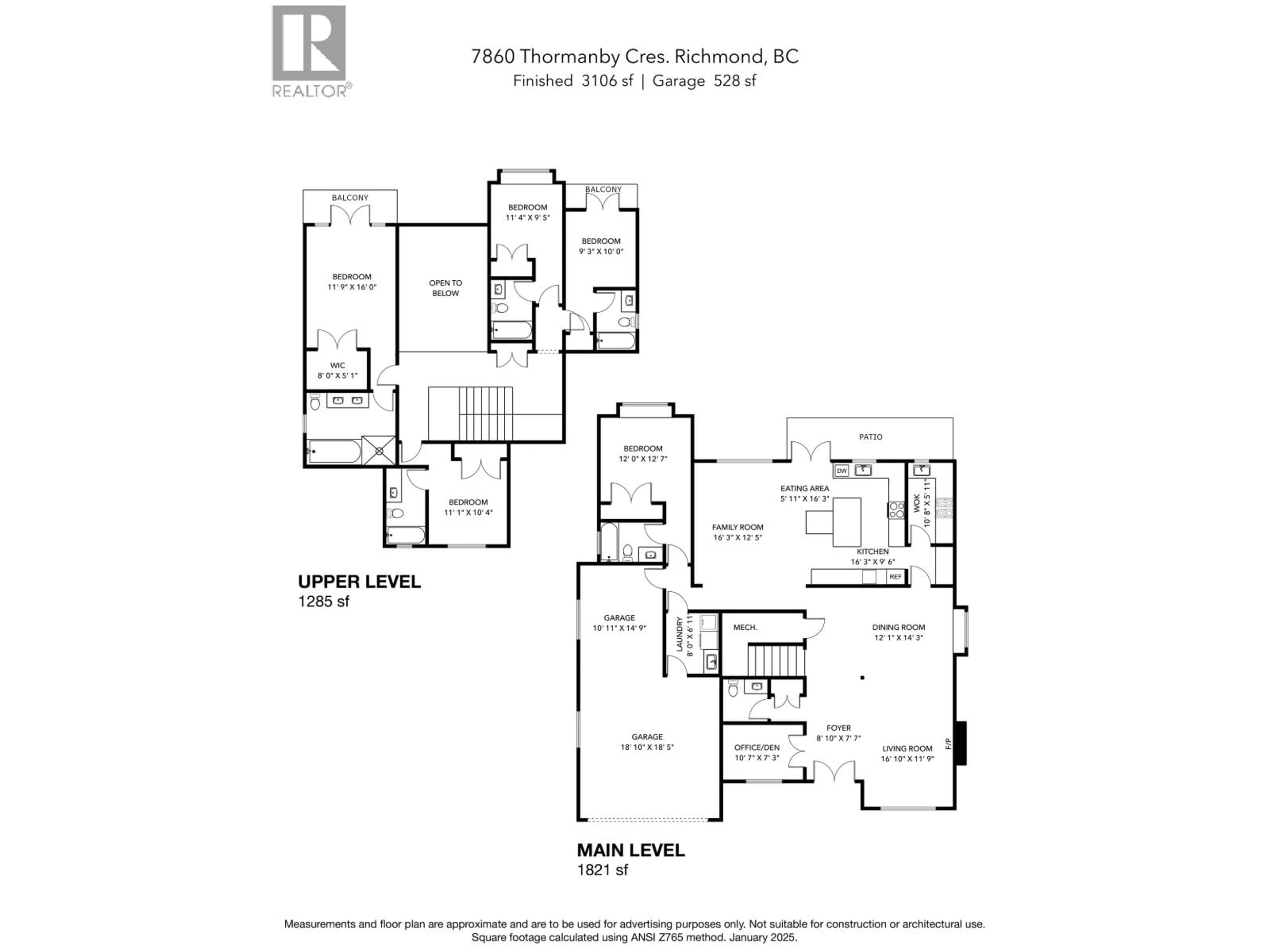 Floor plan for 7860 THORMANBY CRESCENT, Richmond British Columbia V7C4G3