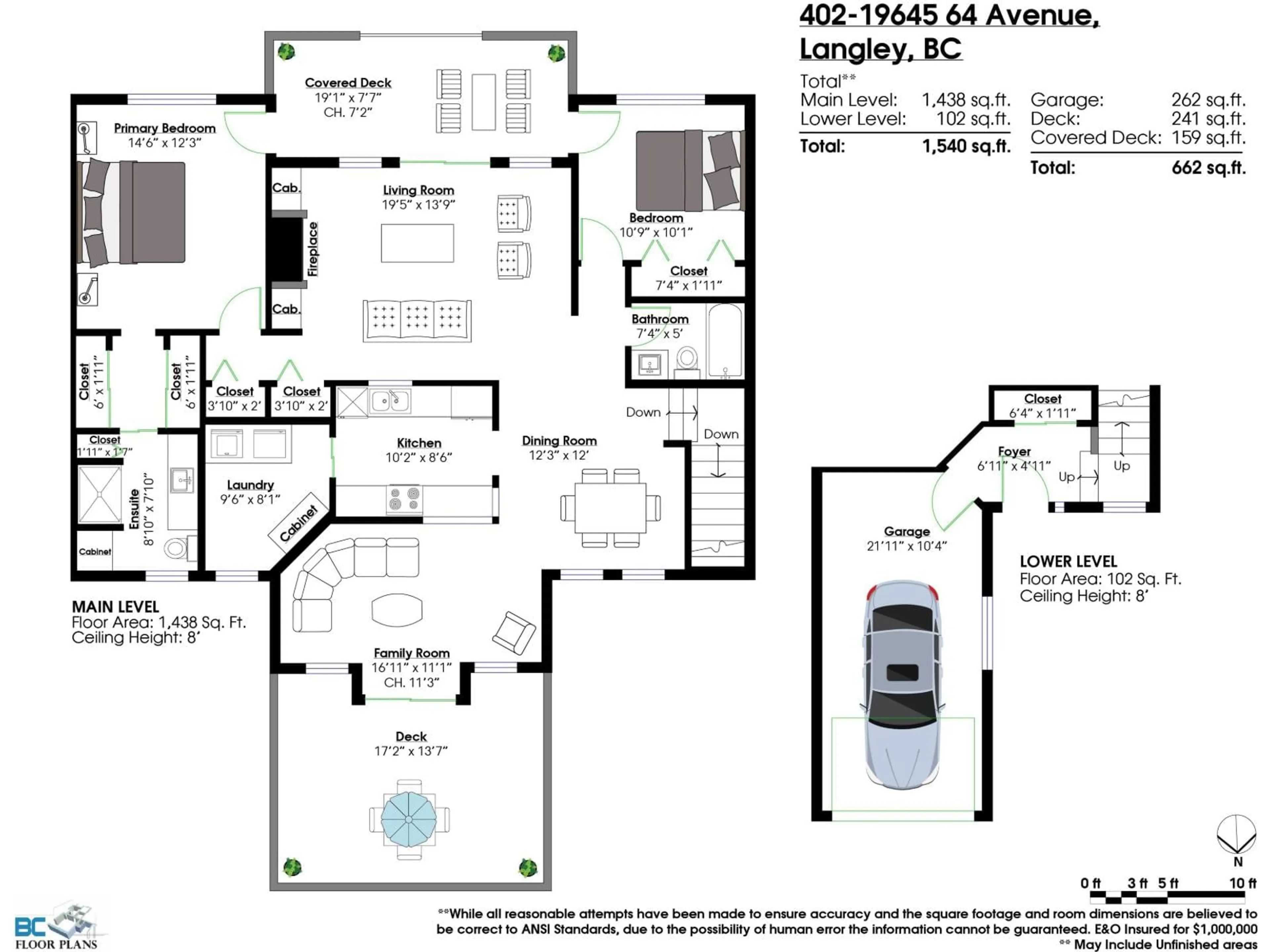 Floor plan for 402 - 19645 64 AVENUE, Langley British Columbia V2Y1L2