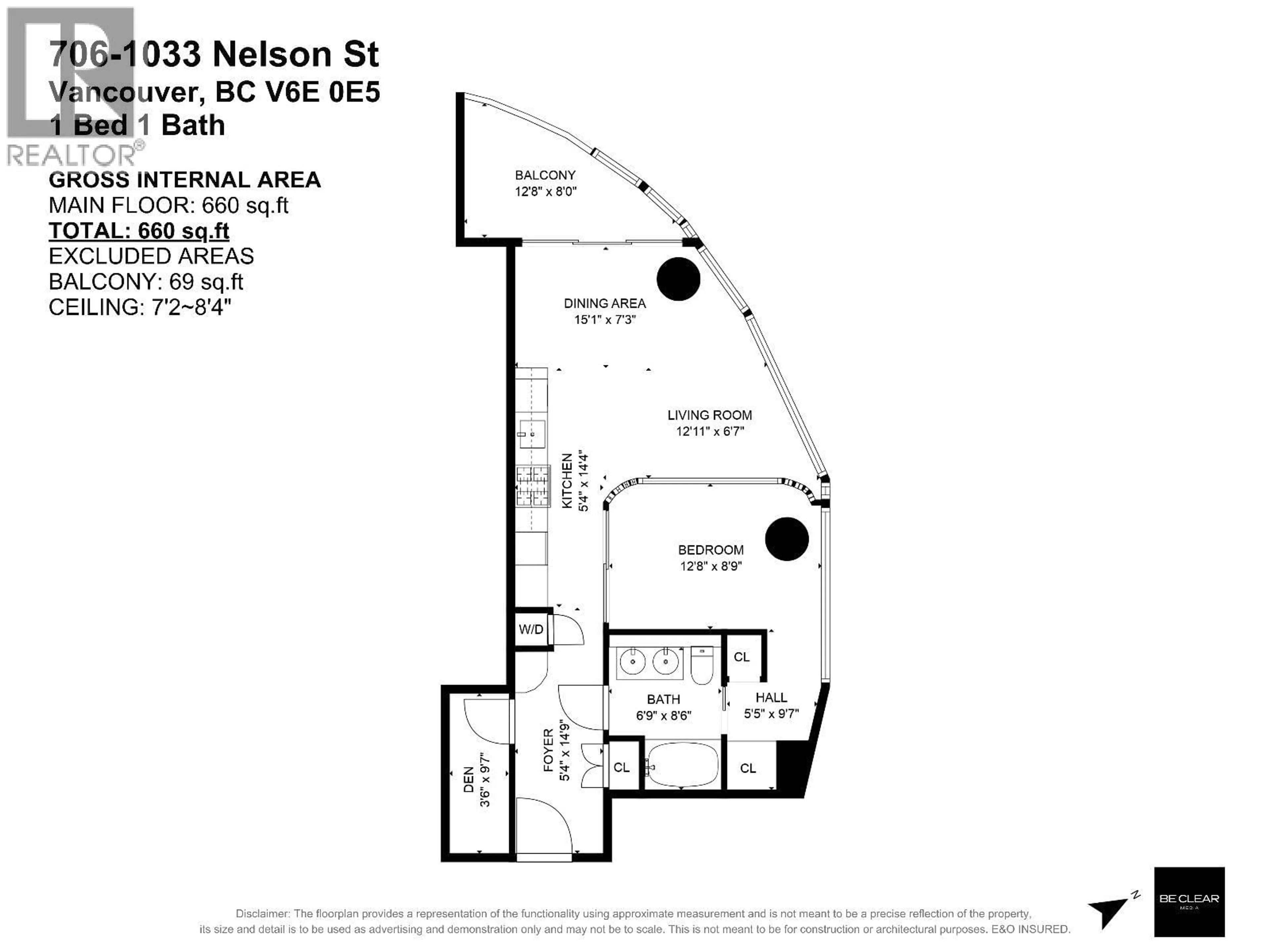 Floor plan for 706 - 1033 NELSON STREET, Vancouver British Columbia V6E0E5
