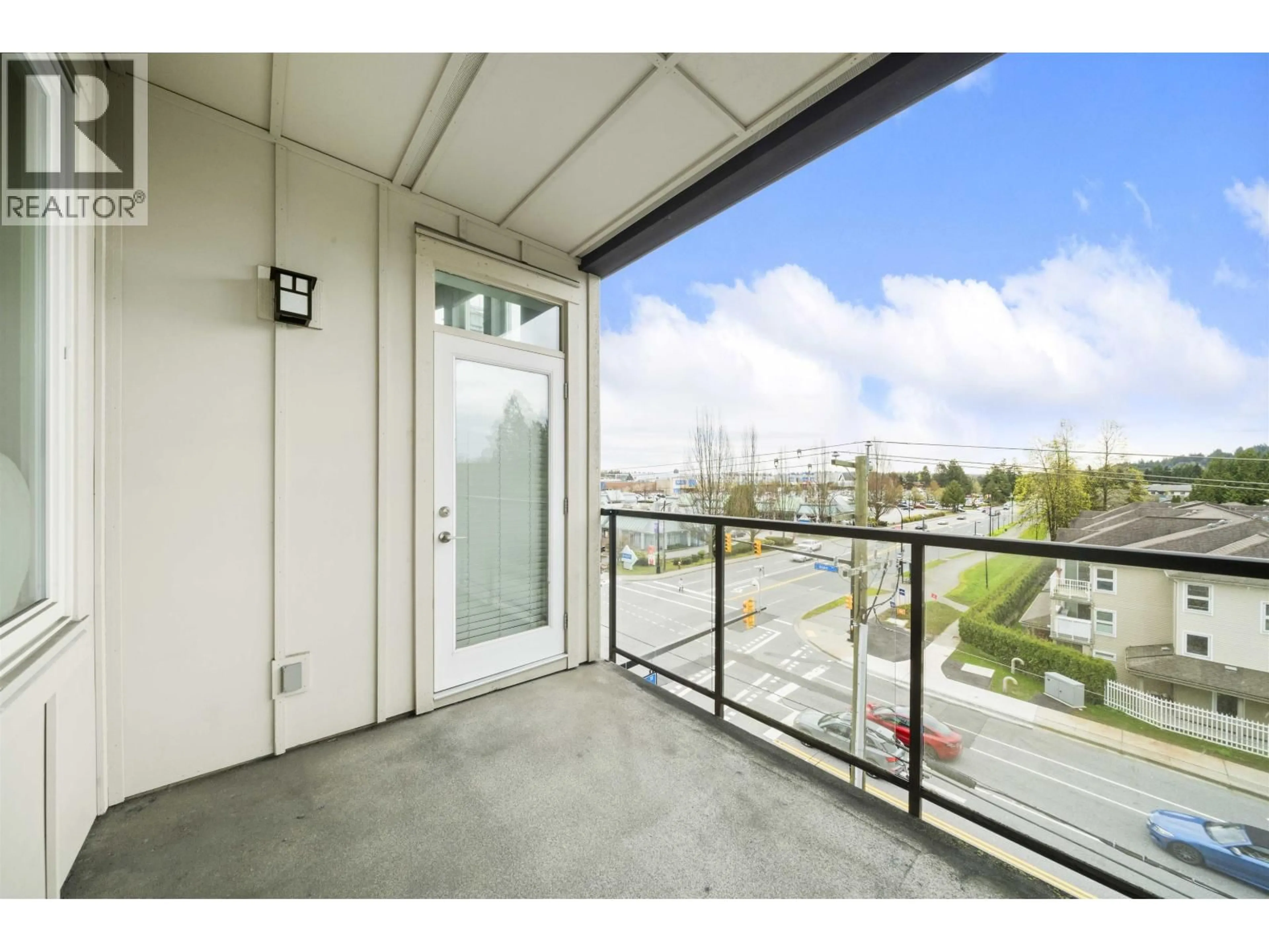 Balcony in the apartment, city buildings view from balcony for 401 - 1188 JOHNSON STREET, Coquitlam British Columbia V3B0H7