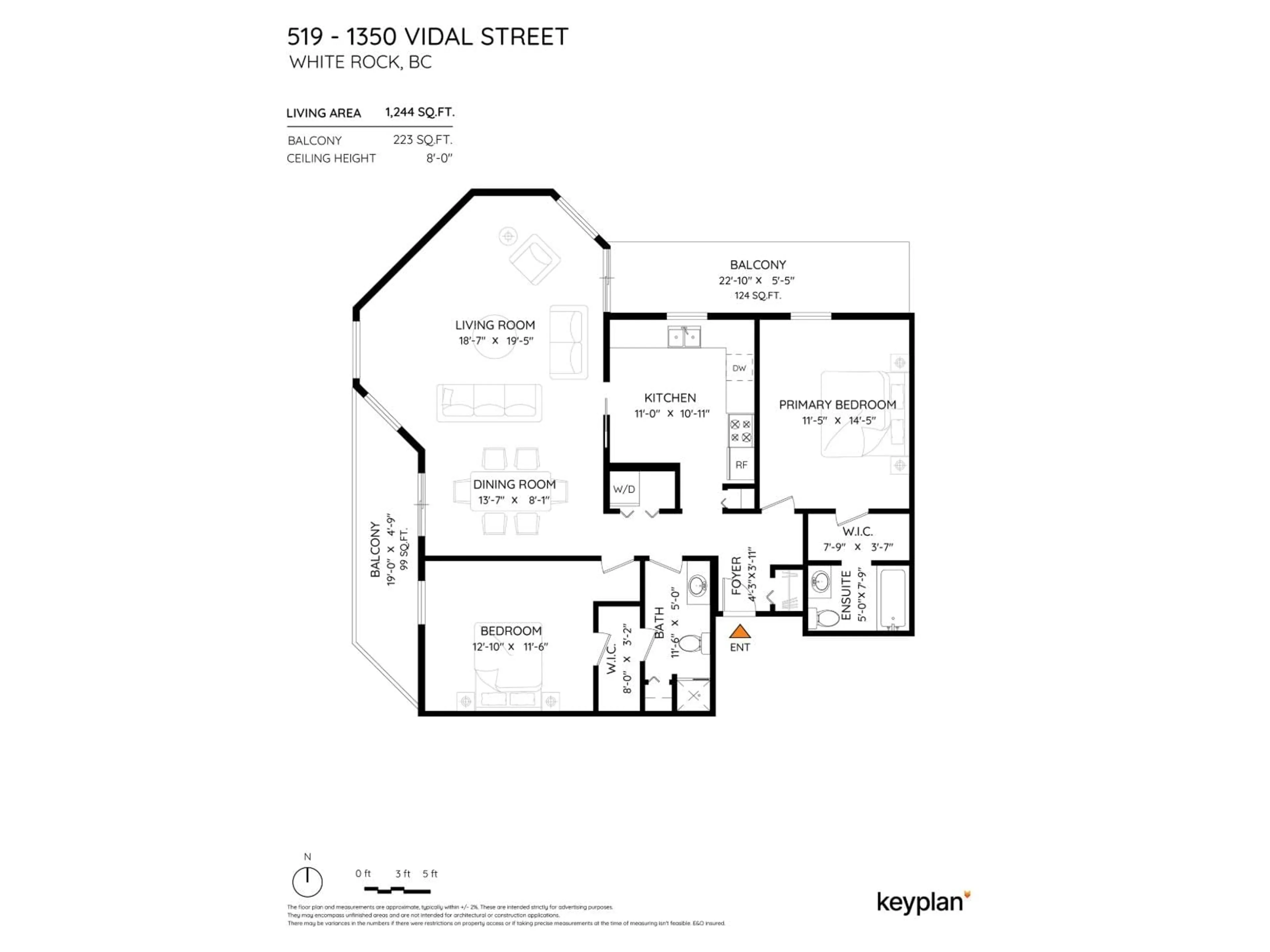 Floor plan for 519 - 1350 VIDAL STREET, White Rock British Columbia V4B5G6