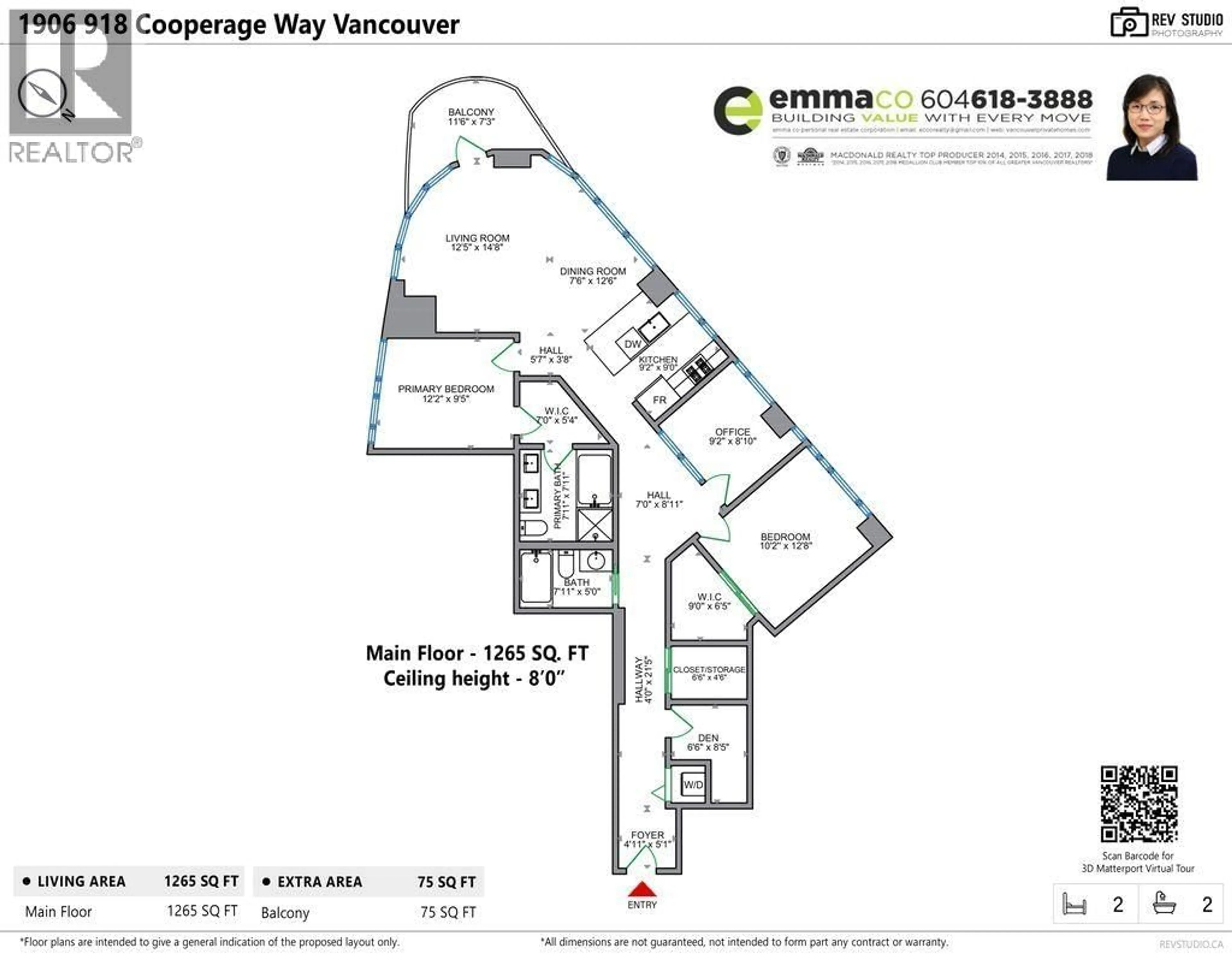 Floor plan for 1906 - 918 COOPERAGE WAY, Vancouver British Columbia V6B0A7