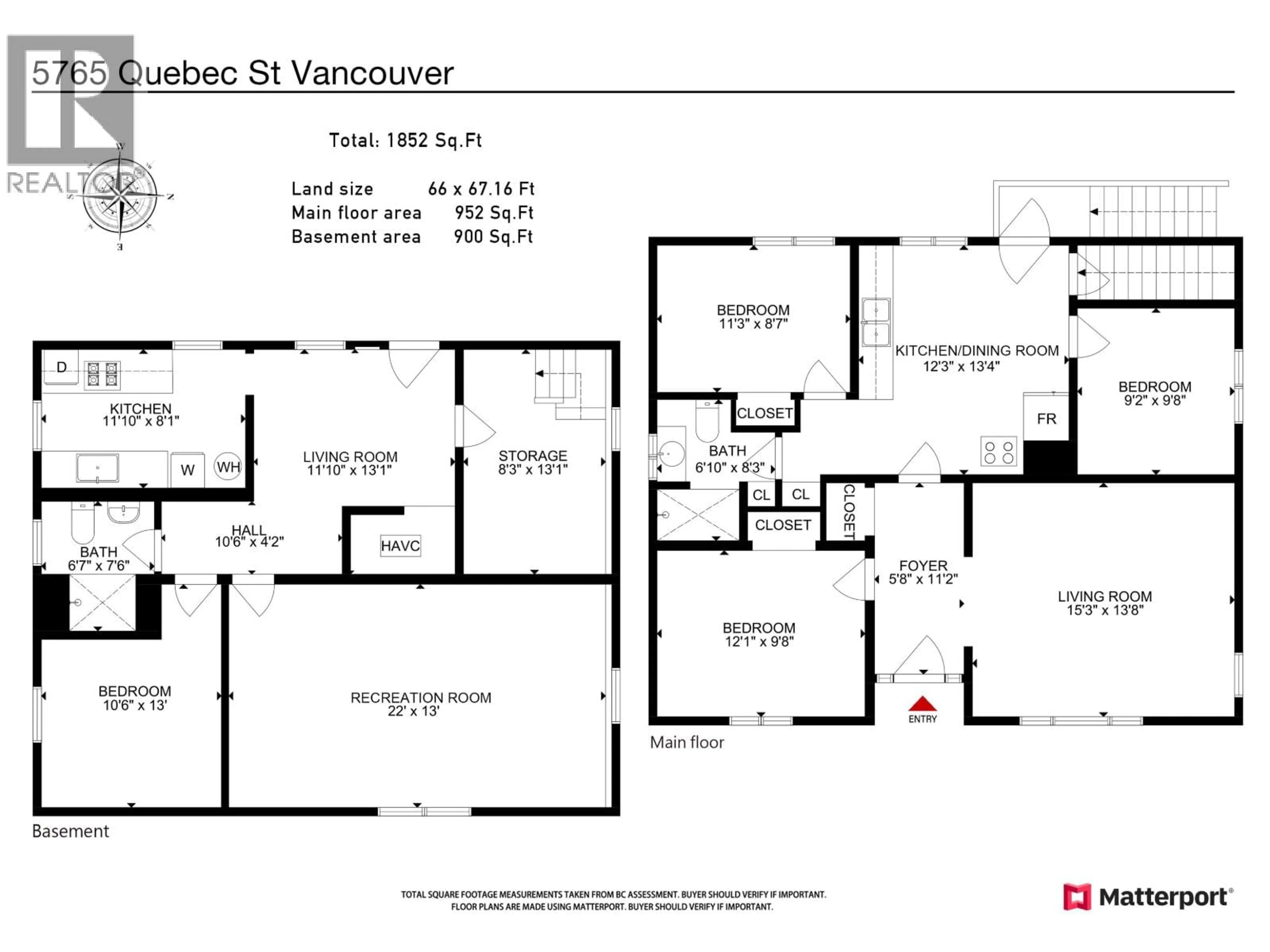 Floor plan for 5765 QUEBEC STREET, Vancouver British Columbia V5W2N7