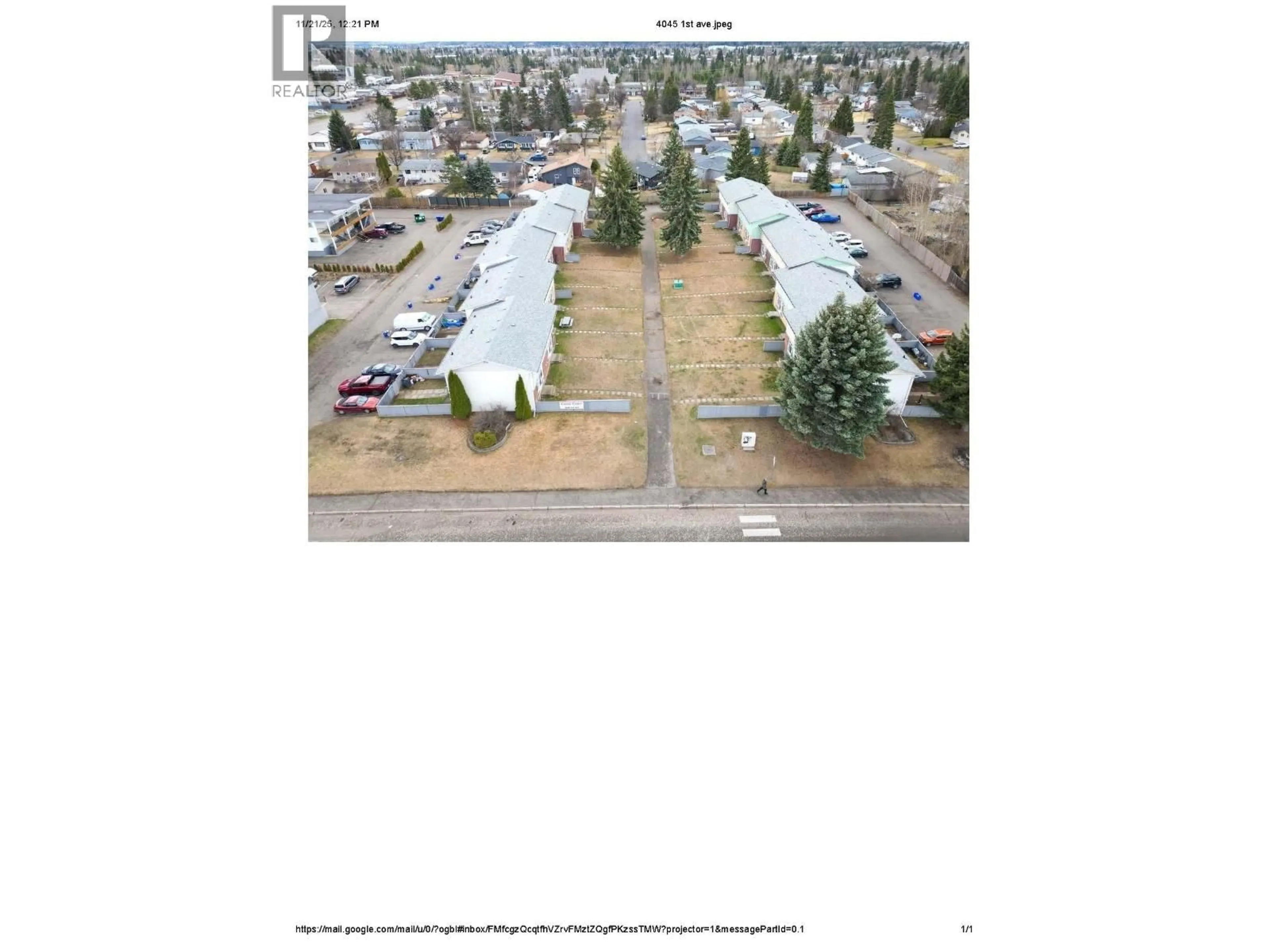 A pic from outside/outdoor area/front of a property/back of a property/a pic from drone, street for 122 - 4045 1ST AVENUE, Prince George British Columbia V2M4N3