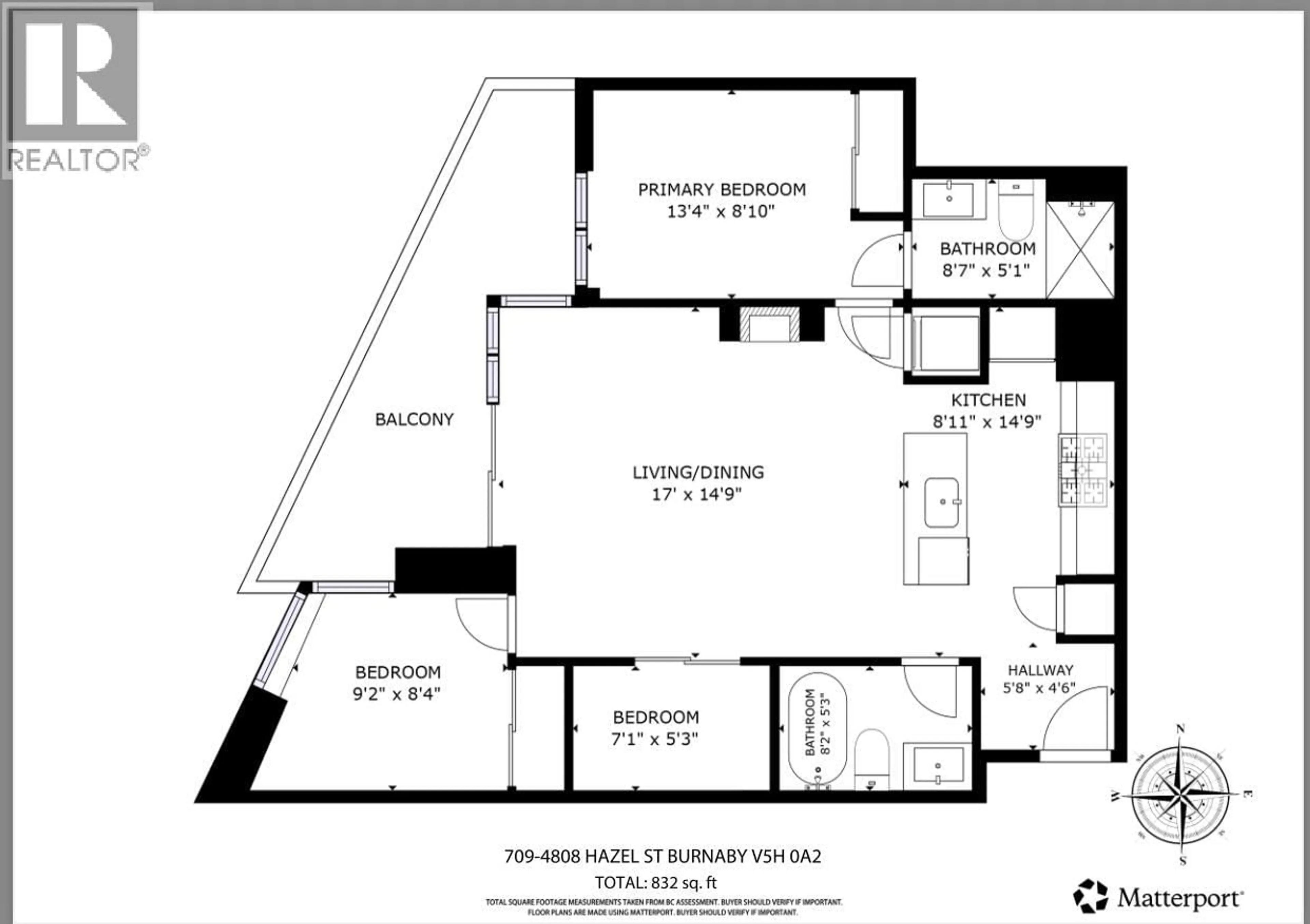 Floor plan for 709 - 4808 HAZEL STREET, Burnaby British Columbia V5H0A2