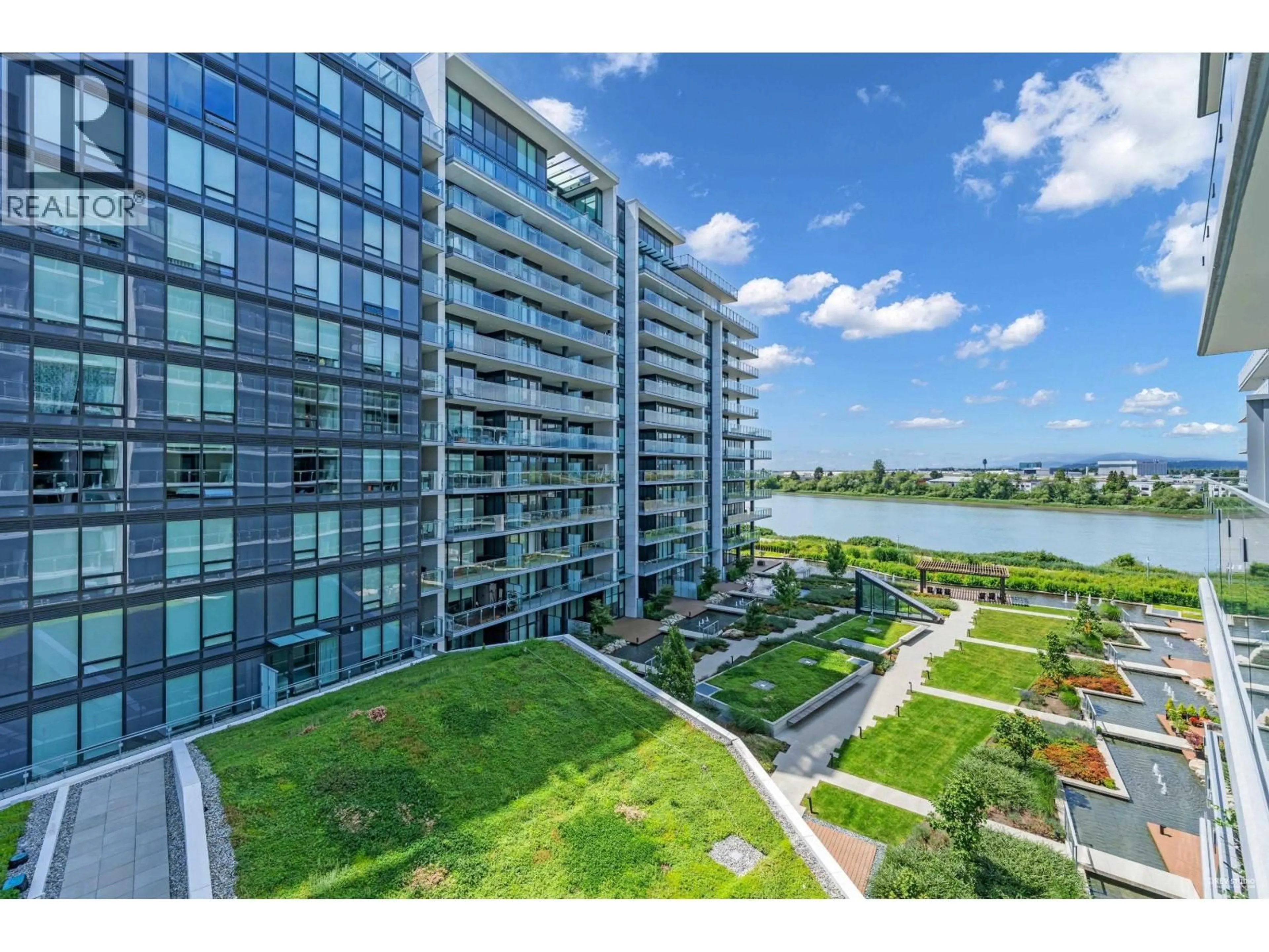 A pic from outside/outdoor area/front of a property/back of a property/a pic from drone, water/lake/river/ocean view for 513 - 6833 PEARSON WAY, Richmond British Columbia V7C0E8