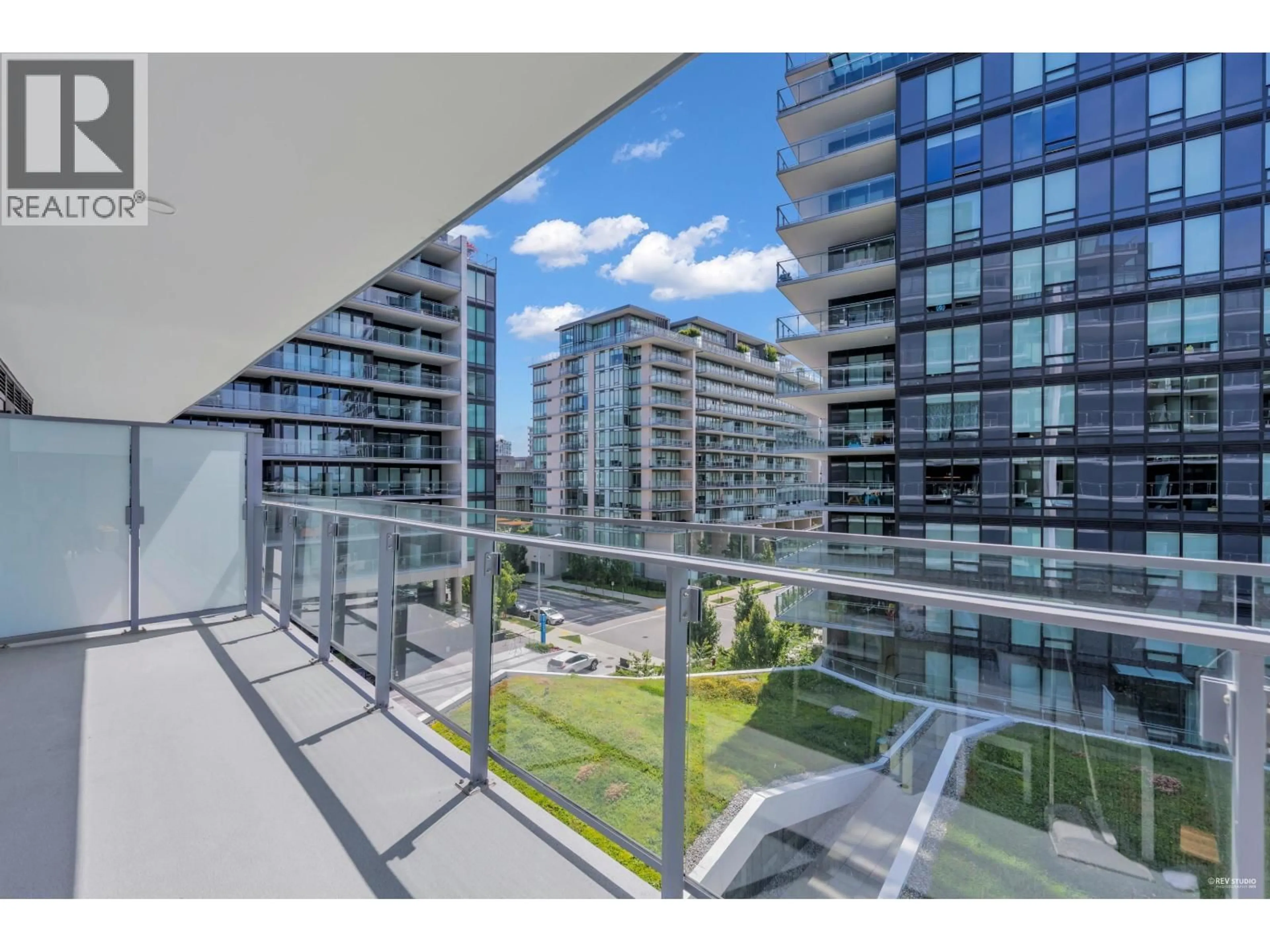 Balcony in the apartment, city buildings view from balcony for 513 - 6833 PEARSON WAY, Richmond British Columbia V7C0E8