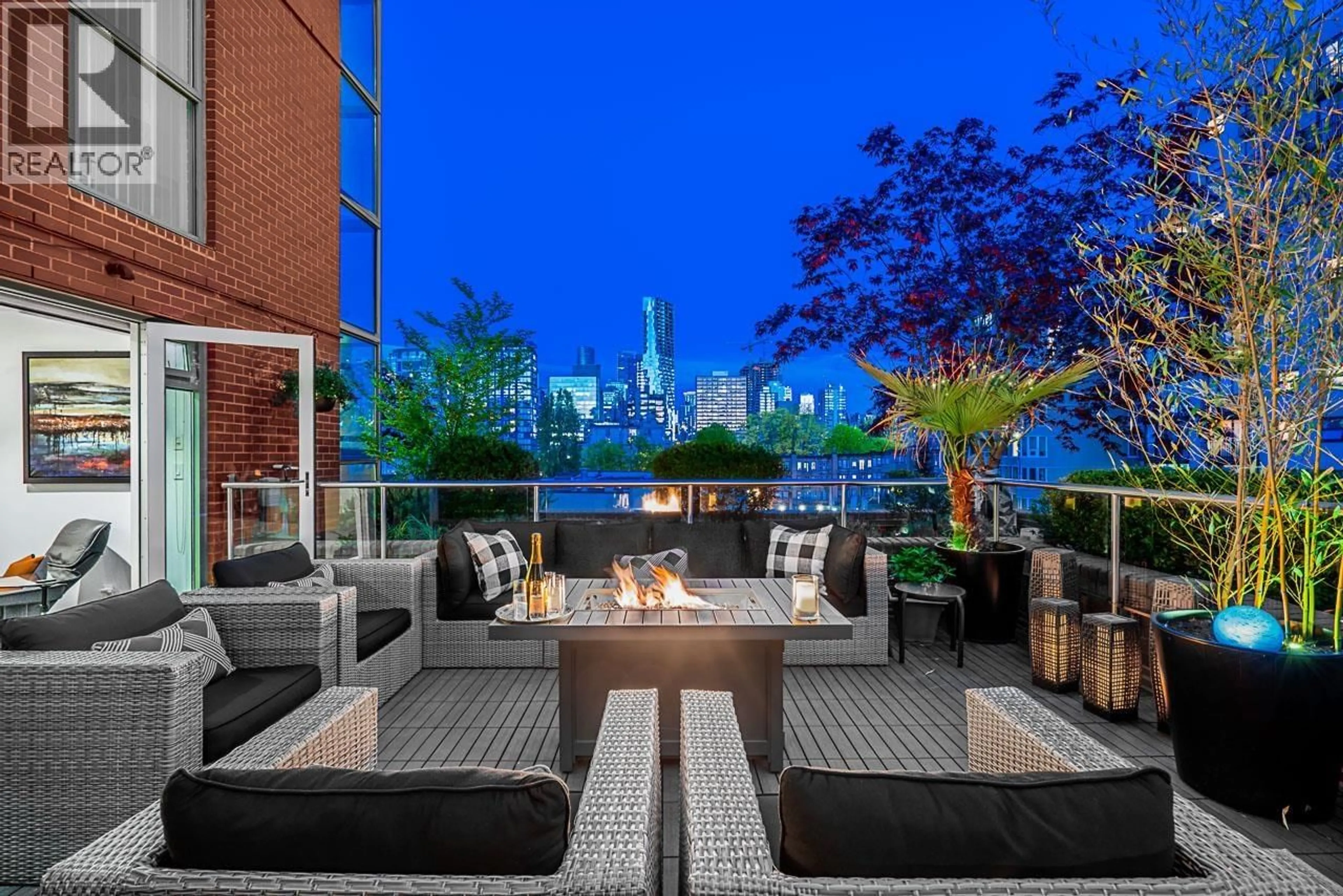 Patio, city buildings view from balcony for 602 - 1888 ALBERNI STREET, Vancouver British Columbia V6G1B3