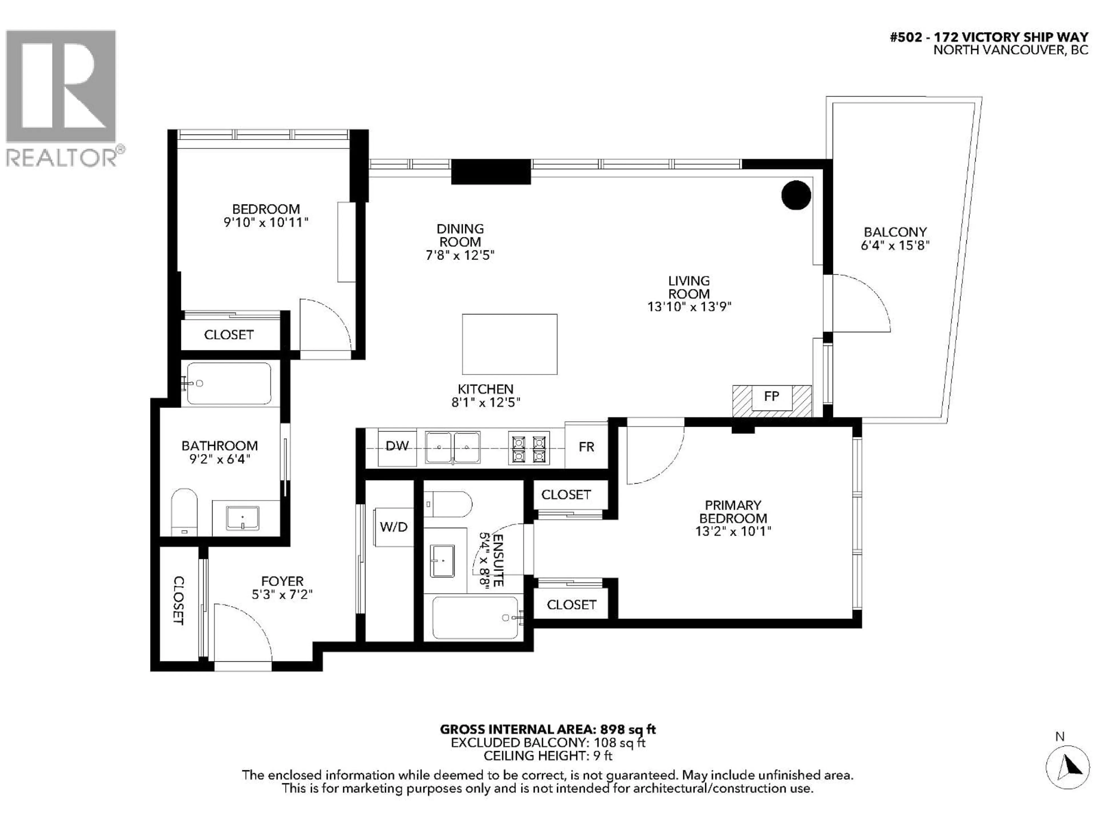 Floor plan for 502 - 172 VICTORY SHIP WAY, North Vancouver British Columbia V7L0B5