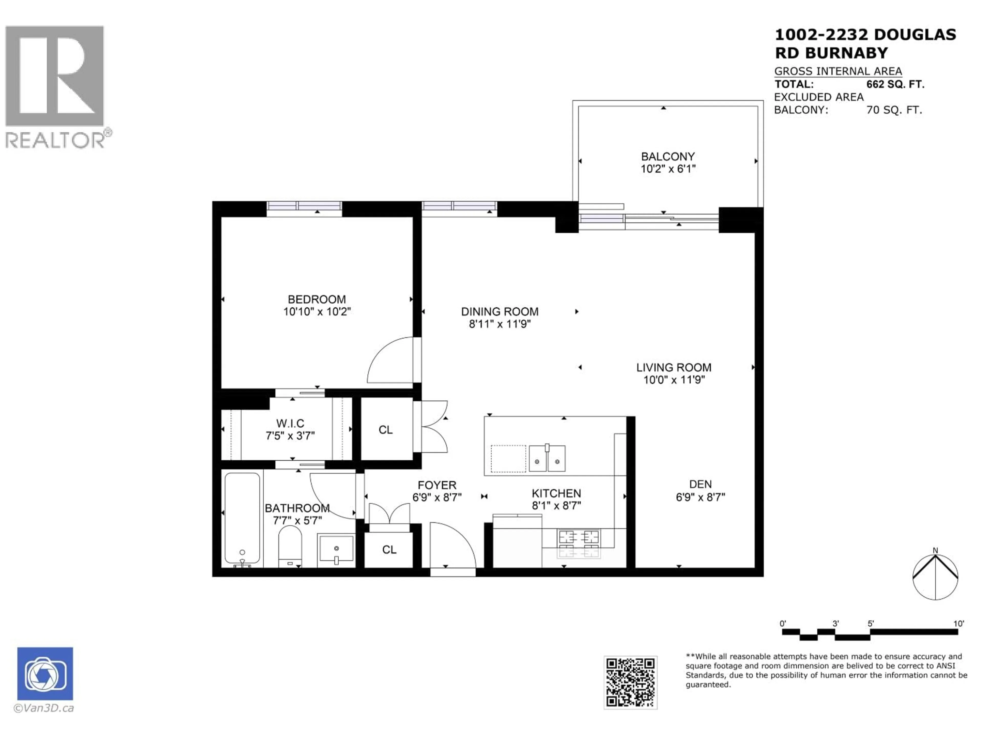 Floor plan for 1002 - 2232 DOUGLAS ROAD, Burnaby British Columbia V5C0G9
