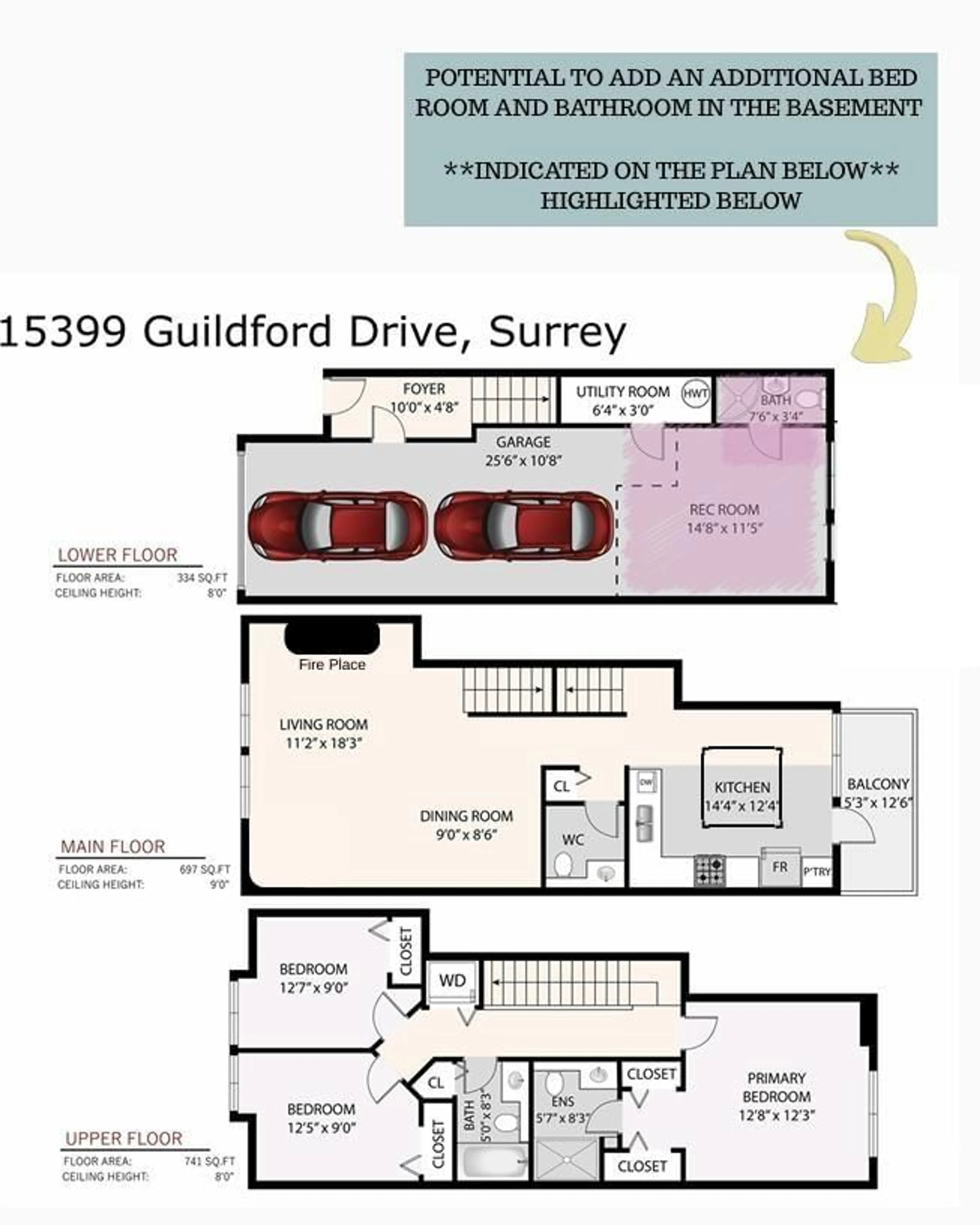 Floor plan for 80 - 15399 GUILDFORD DRIVE, Surrey British Columbia V3R7C6