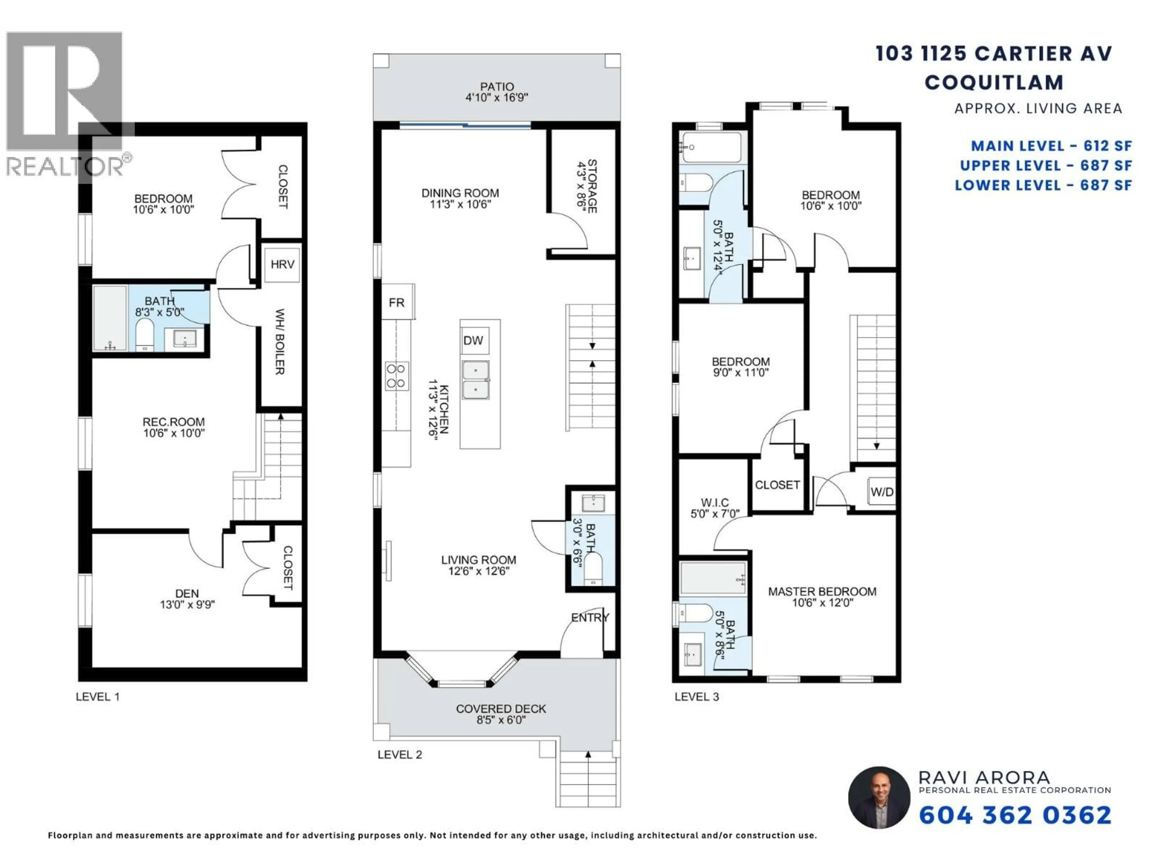 Floor plan for 103 - 1125 CARTIER AVENUE, Coquitlam British Columbia V3K2C1