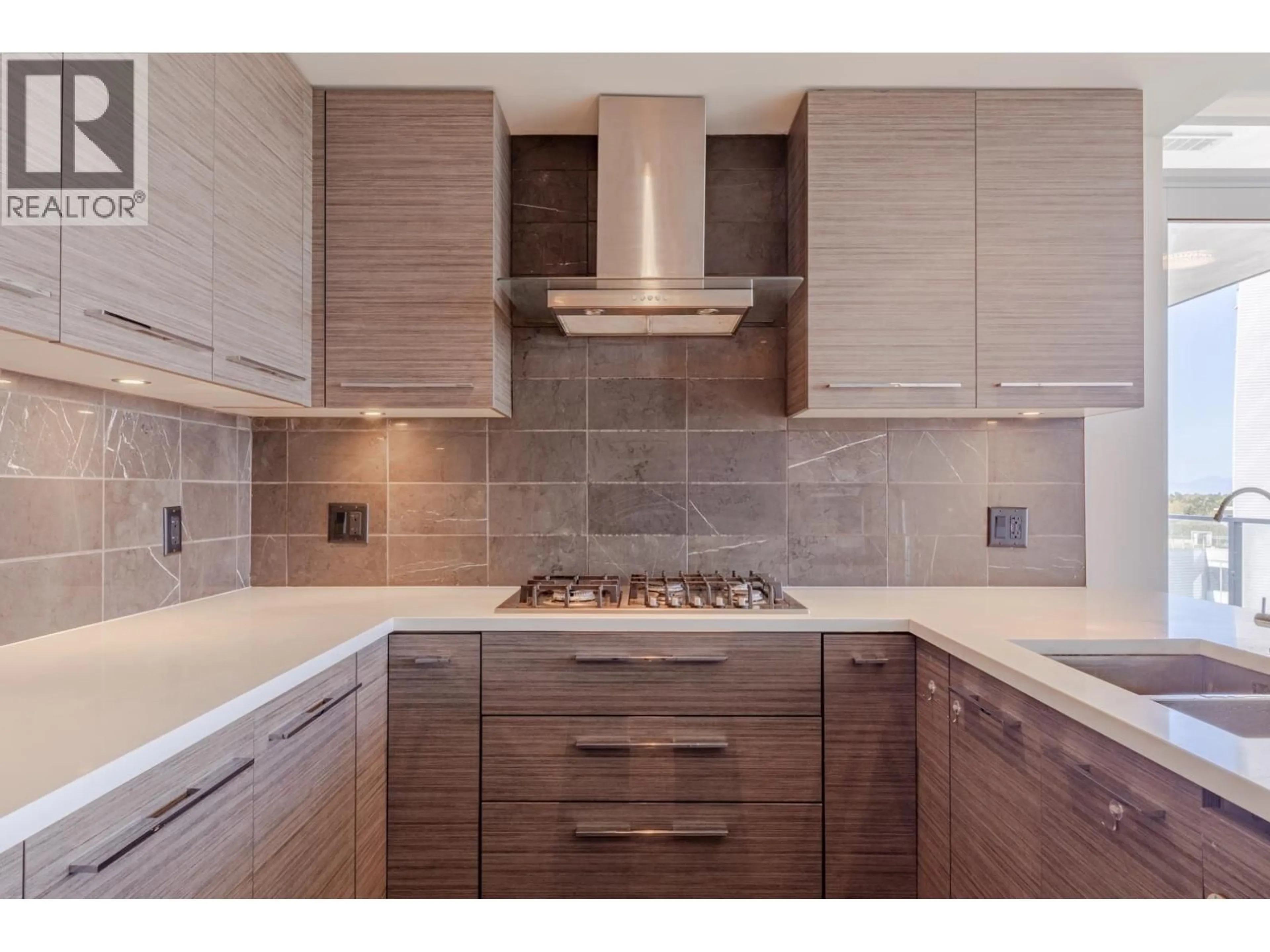 Contemporary kitchen, ceramic/tile floor for 902 - 7468 LANSDOWNE ROAD, Richmond British Columbia V7C0B7