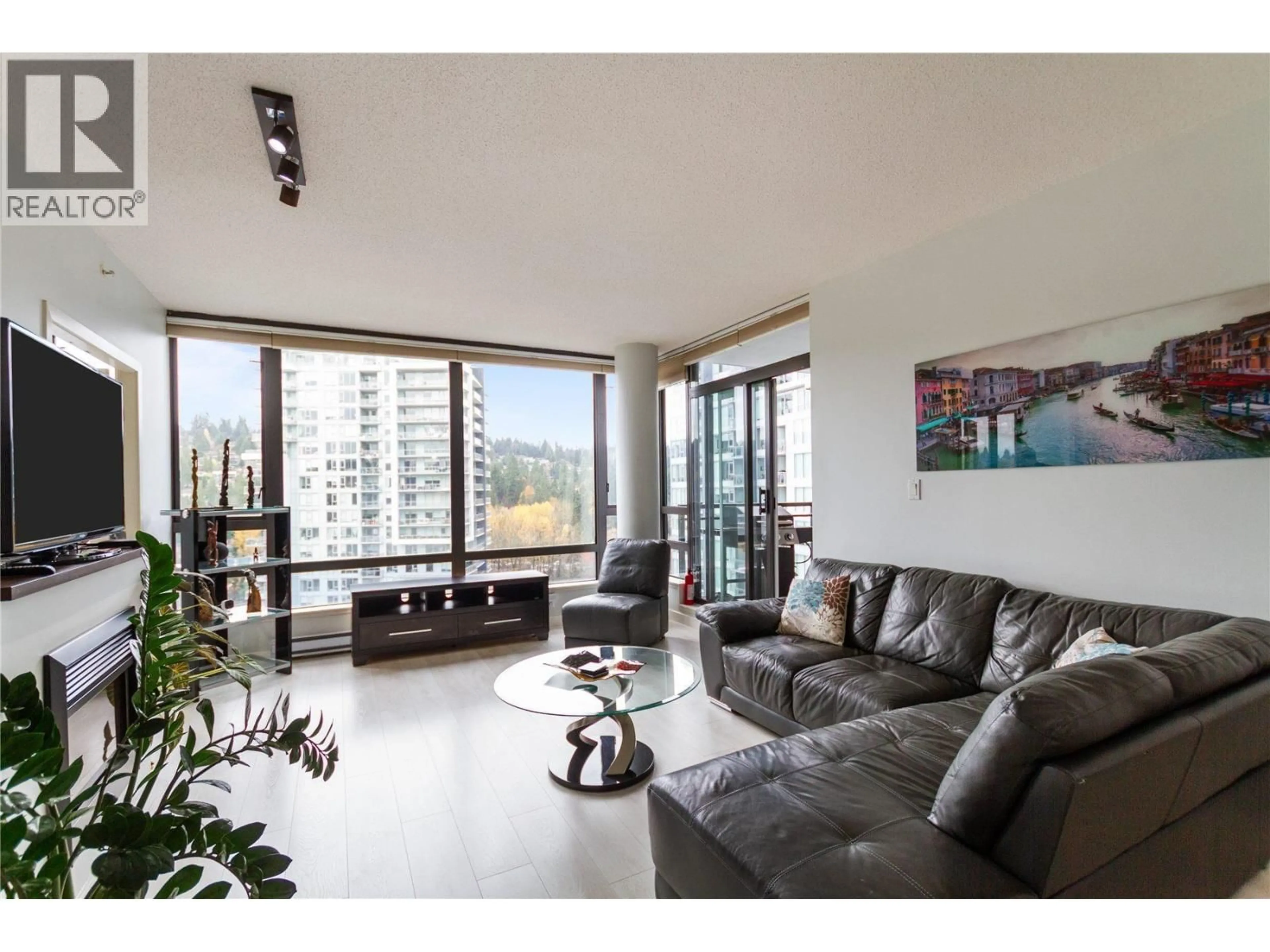 Living room with furniture, wood/laminate floor for 1703 - 400 CAPILANO ROAD, Port Moody British Columbia V3H0E1
