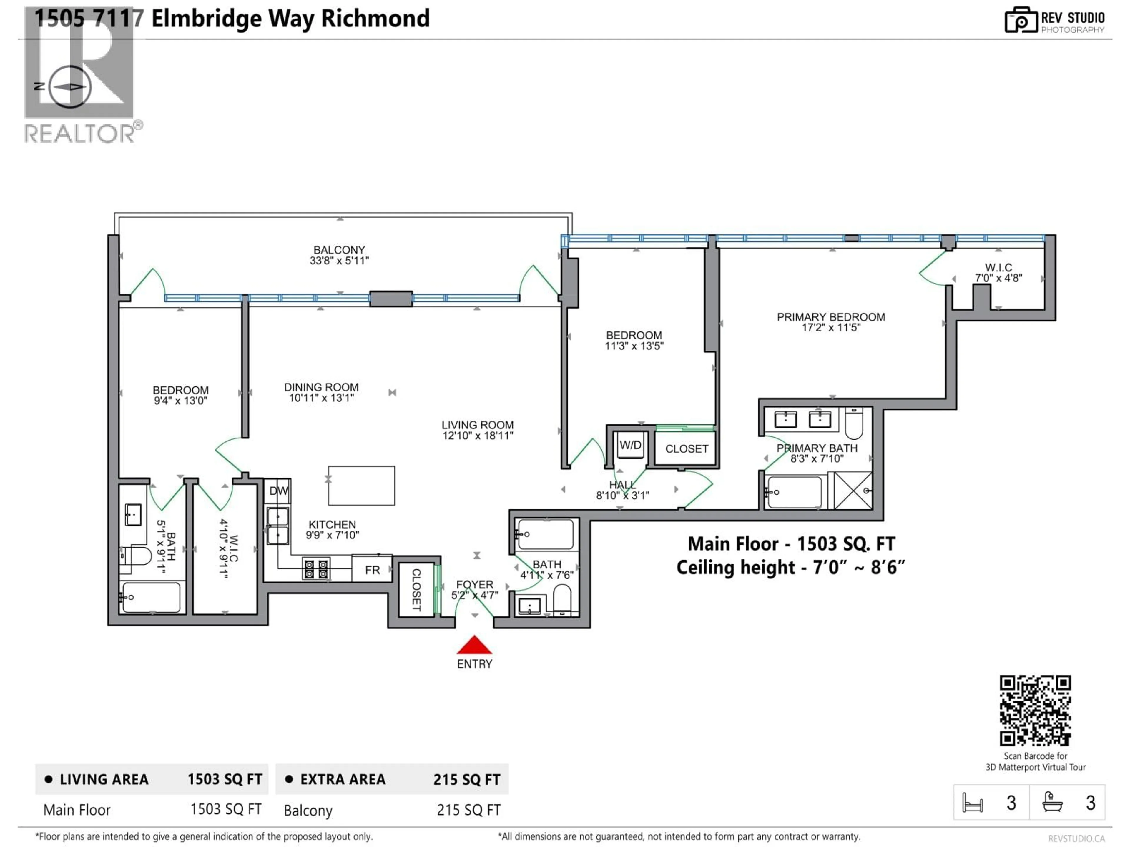 Floor plan for 1505 - 7117 ELMBRIDGE WAY, Richmond British Columbia V6X0J2
