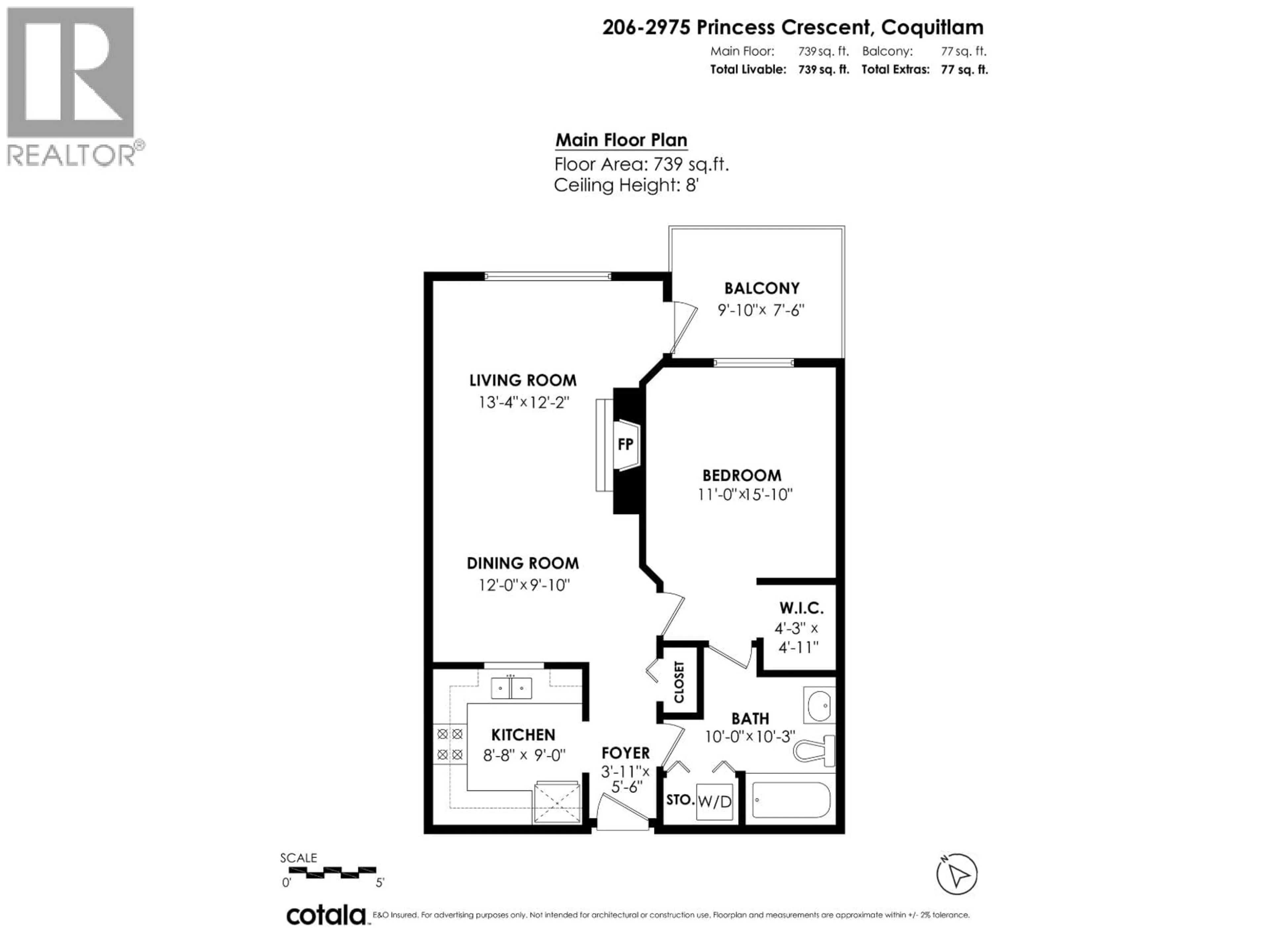 Floor plan for 206 - 2975 PRINCESS CRESCENT, Coquitlam British Columbia V3B7N3